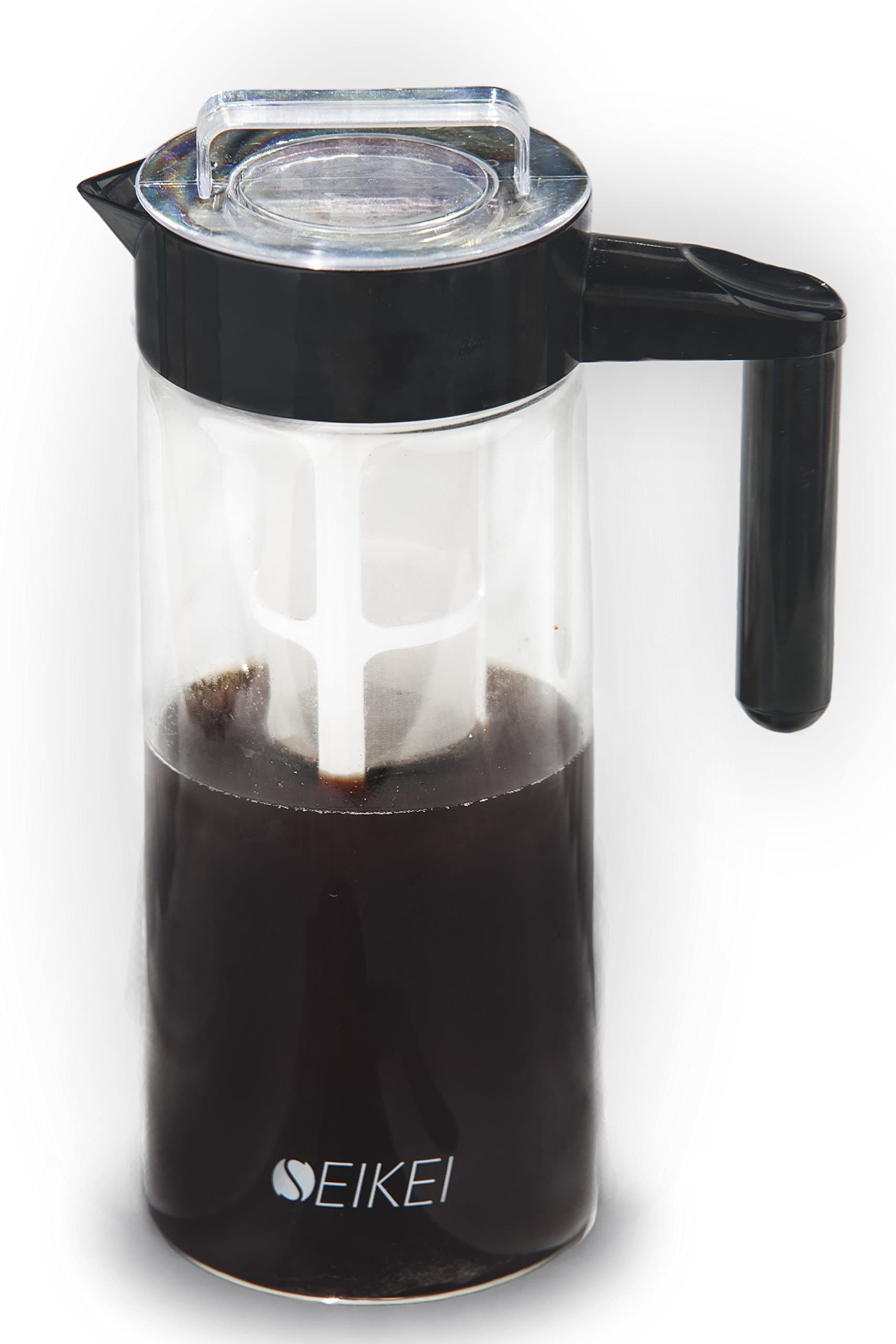 SEIKEI Original Cold Brew Coffee Maker for Iced Coffee, Tea, and Fruit Infused Water, Glass Pitcher with Coffee Filter and Extra Fruit Infuser Filters, 44 Ounce Capacity