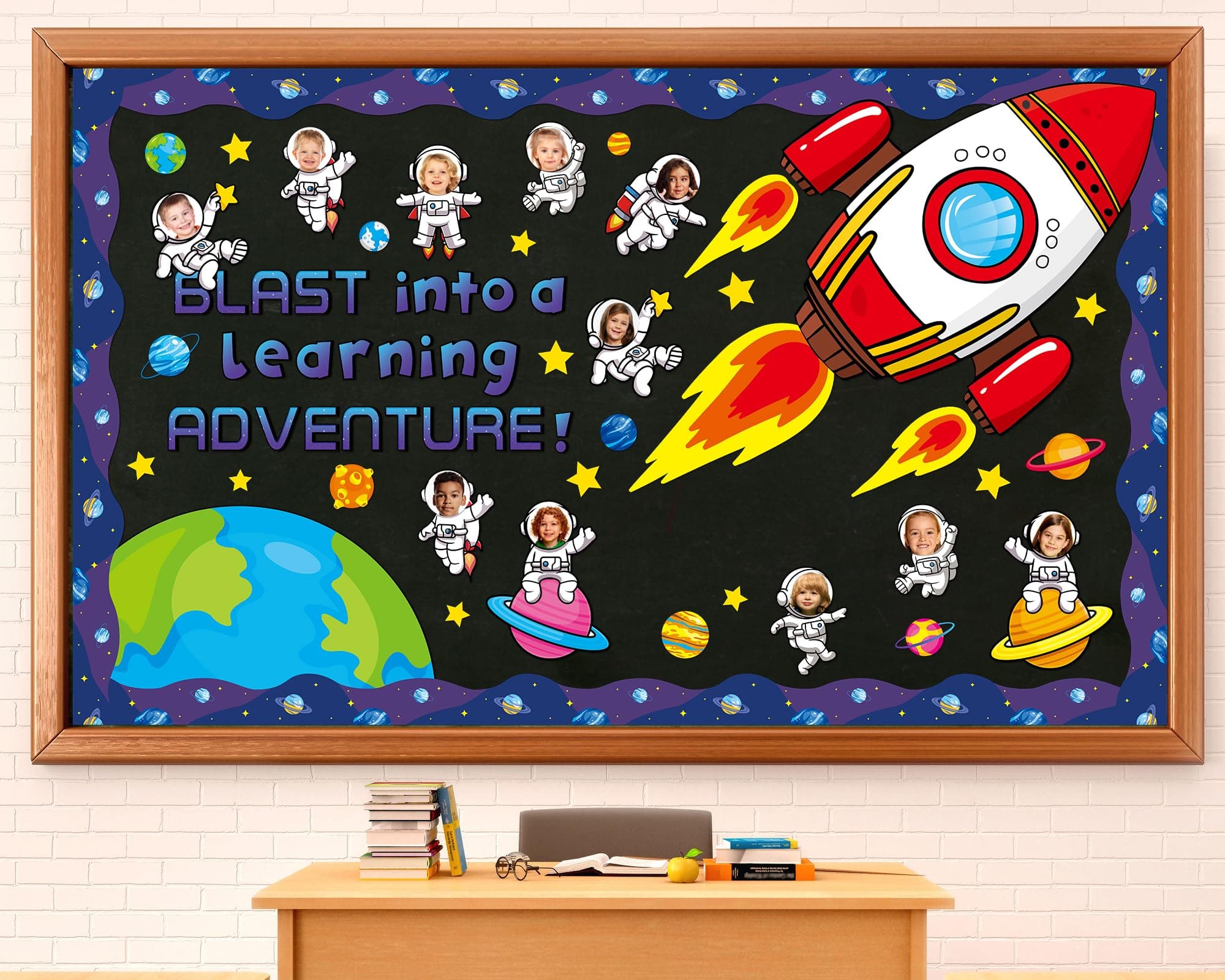 Justforjoyful Outer Space Astronaut Bulletin Board Decorations Space Theme Classroom Decor Back to School Galaxy Borders Blast into a Learning Adventure Rocket Solar System Planet Paper Cutouts Kids