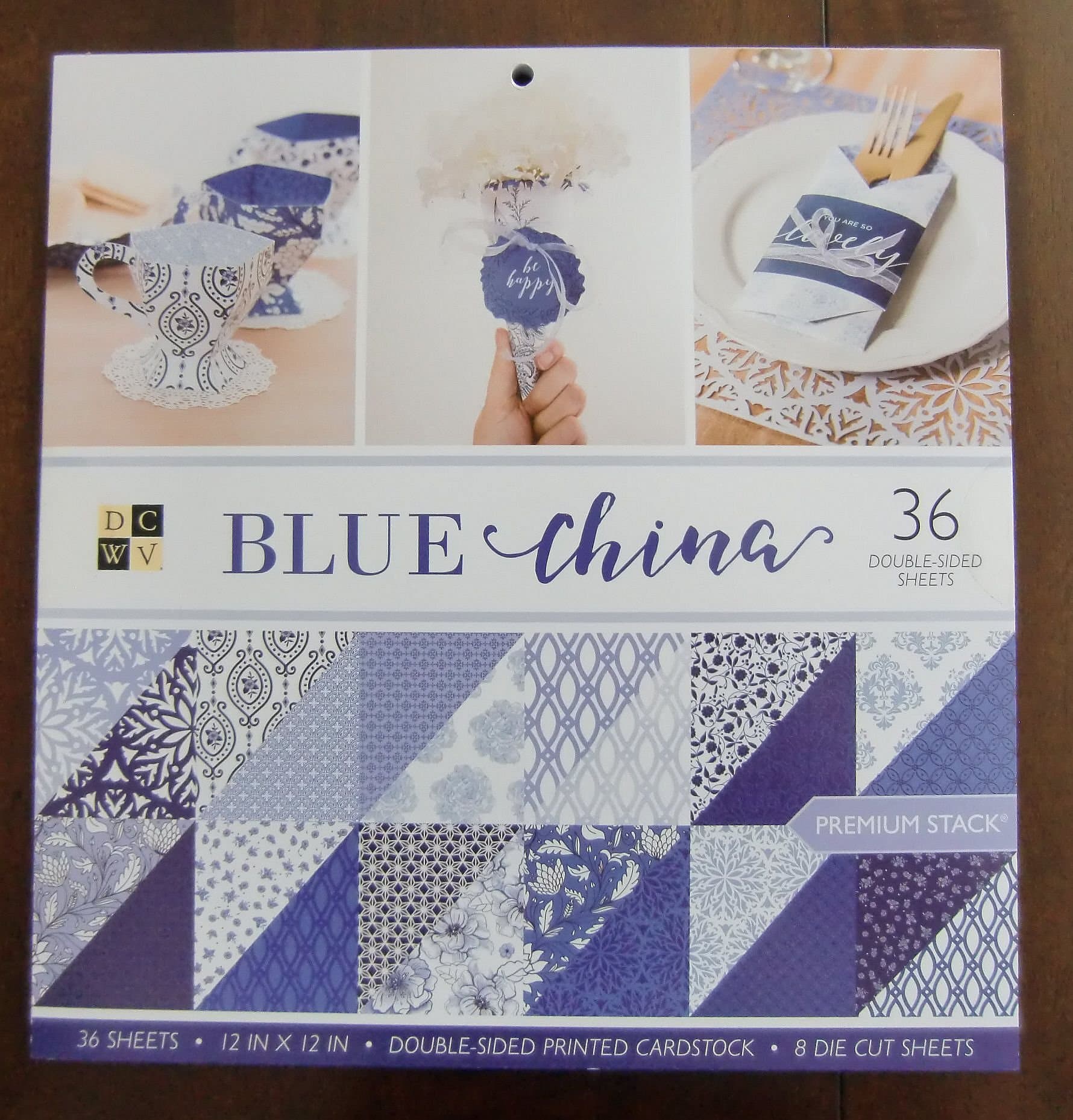 DCWV Card Stock 12X12 Stack Blue China, 36 Sheets, 12" x 12"