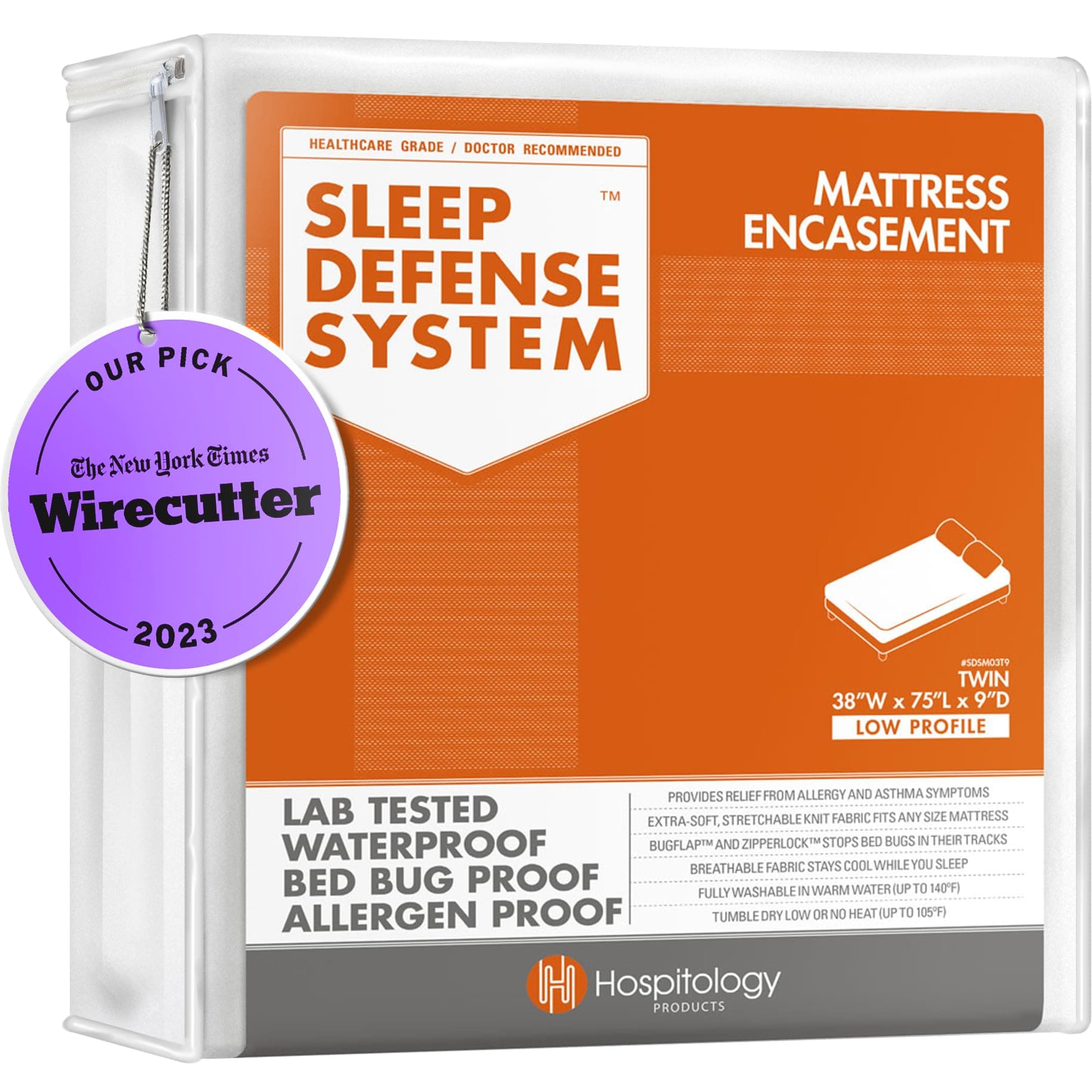 9 - 11 Deep , Twin 9 LOW PROFILE : The Original Sleep Defense System - Waterproof / Bed Bug / Dust Mite Proof - PREMIUM Zippered Mattress Encasement & Hypoallergenic Protector - 38-Inch by 75-Inch, Twin - LOW PROFILE 9"