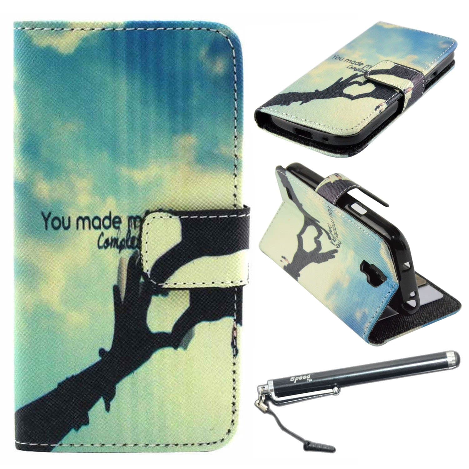 S4 Mini Case, Galaxy S4 Mini Case, Speedtek Love Sky Pattern Premium PU Leather Wallet Flip Protective Skin Case with Magnetic Closure for Samsung Galaxy S4 Mini i9190 (2013) (Built-in Credit Card/ID Card Slot)