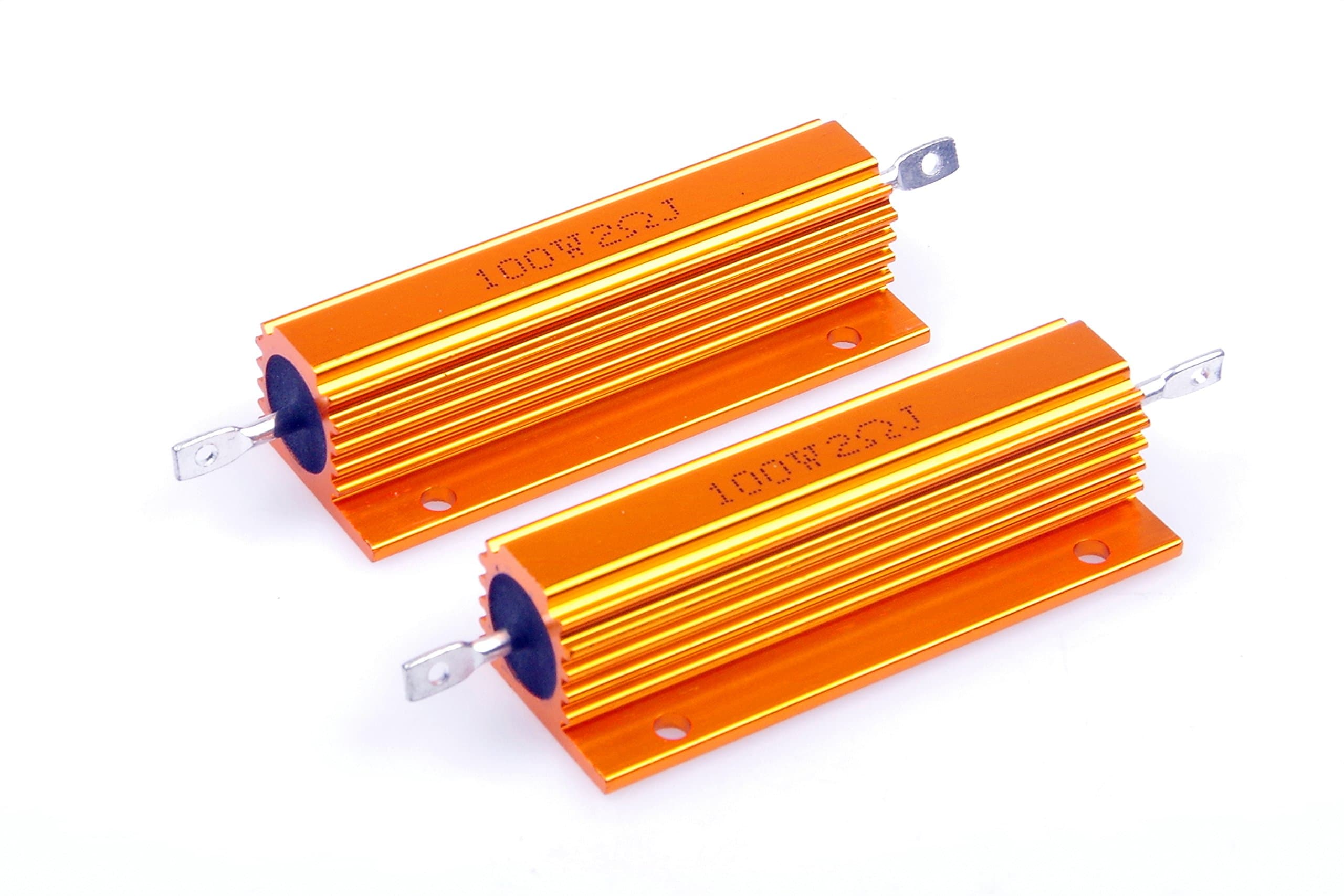 LM YN 100 Watt 2 Ohm 5% Wirewound Resistor Electronic Aluminium Shell Resistors Gold (Pack of 2)