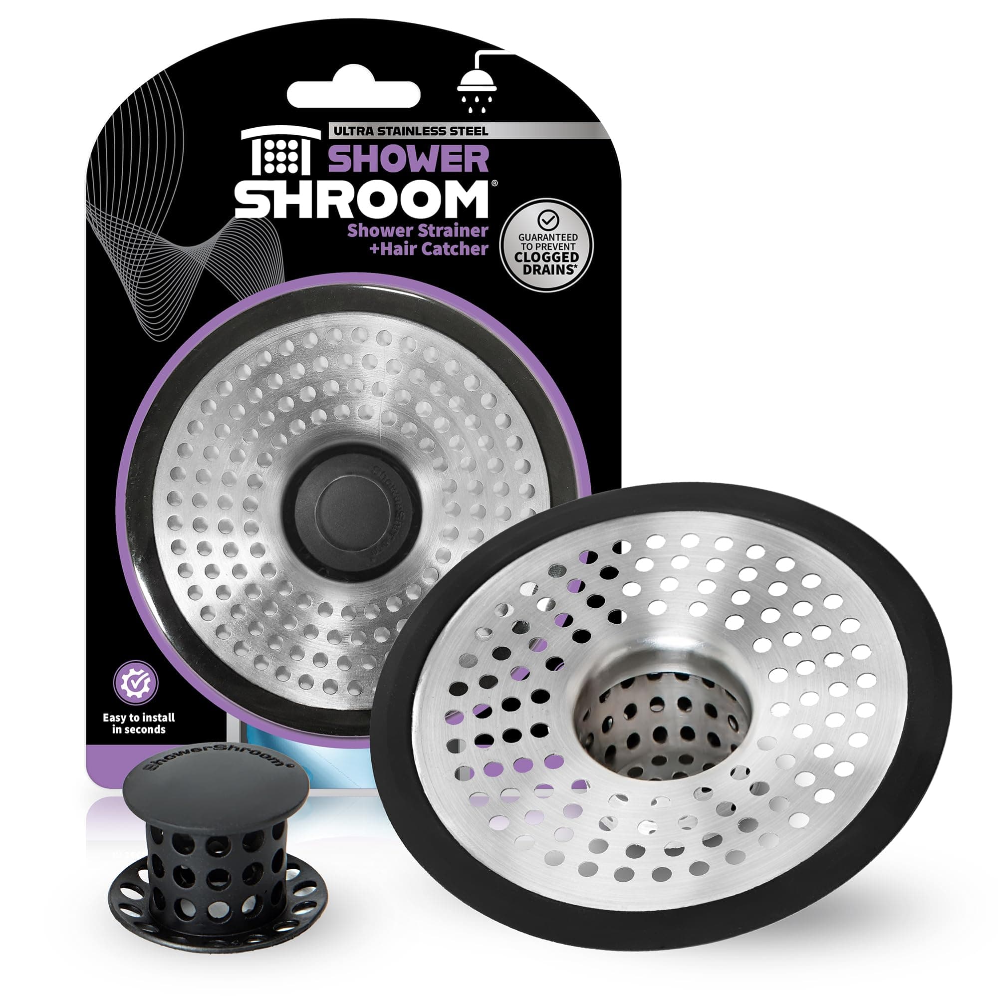 SHSULT755 Ultra Revolutionary Shower Hair Catcher Drain Protector, No Size, Stainless