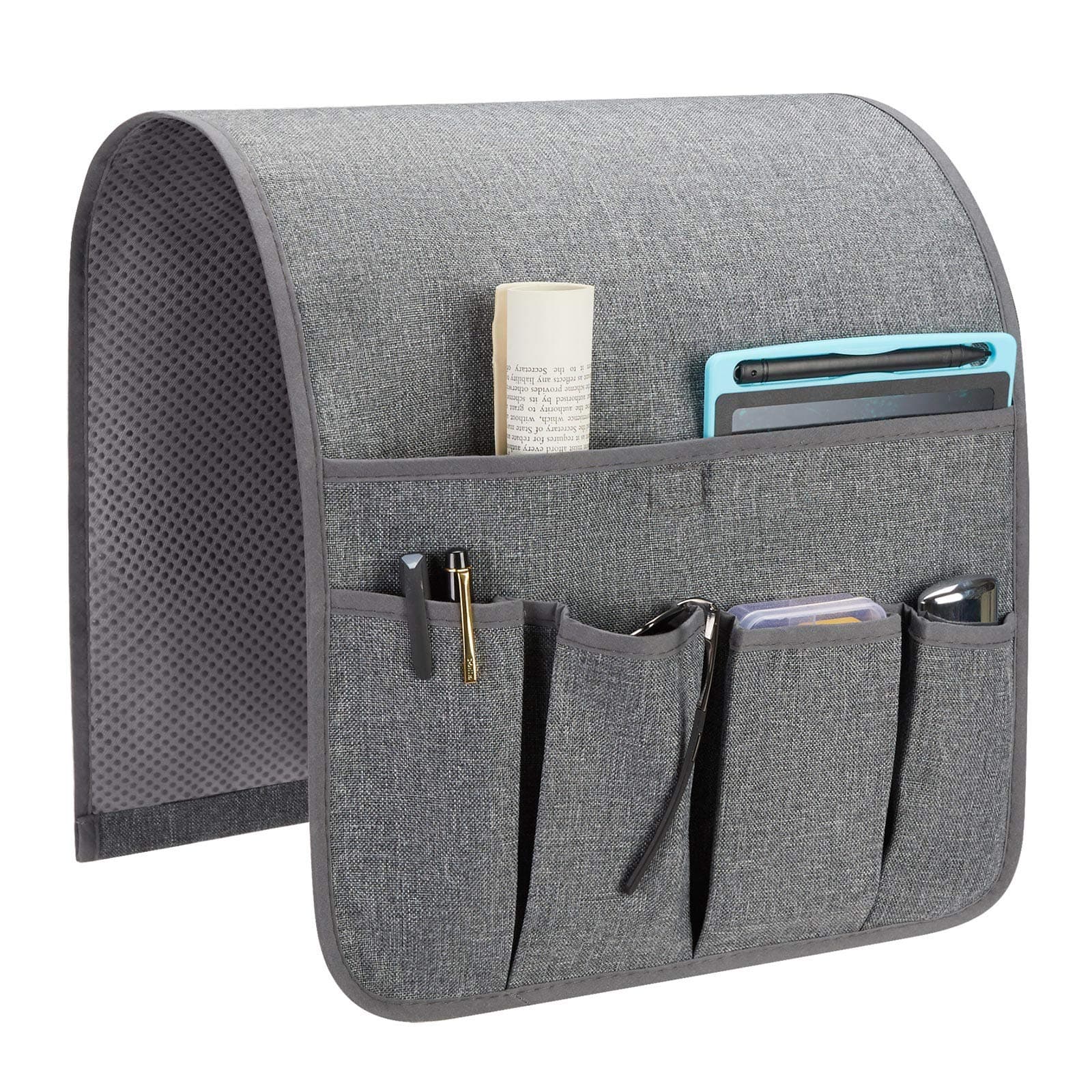 Sofa Armrest Organizer, Remote Control Holder for Recliner Couch, Arm Chair Caddy with 5 Pockets for Magazine, Tablet, Phone, iPad