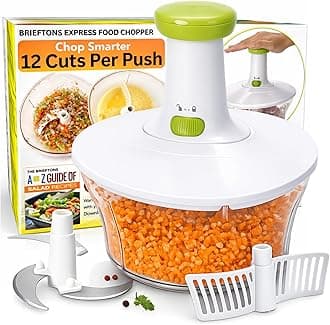Brieftons Express Vegetable Chopper: 1.6-Litre, Manual Hand Operated Tool to Chop/Mix Veggies, Fruits, Garlic, Onion Chopper for Salsa, Salad, Pesto, Coleslaw, Puree, Indian Cooking