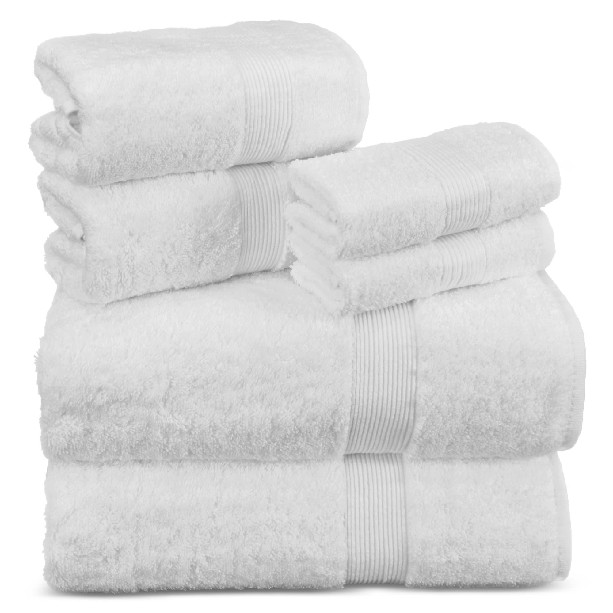 6-pieces Value Pack Turkish Cotton Towel Set with 2 bath towels, 2 hand towels and 2 wash clothes (White)