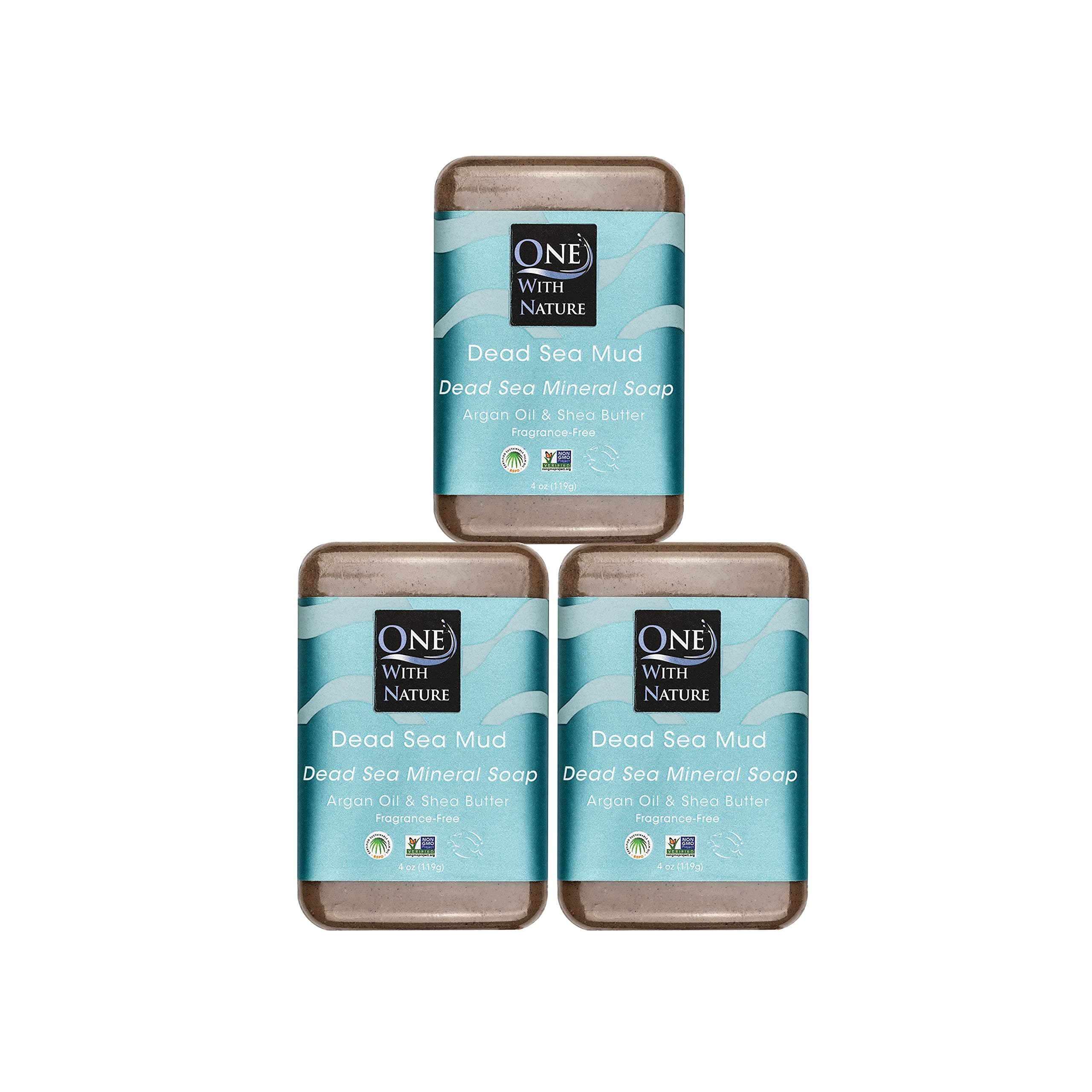 Dead Sea Mud Soap 4oz 3-Pack – Purifying and Exfoliating Soap Bar with Dead Sea Salt Minerals for Face & Body, for Men & Women, Unscented