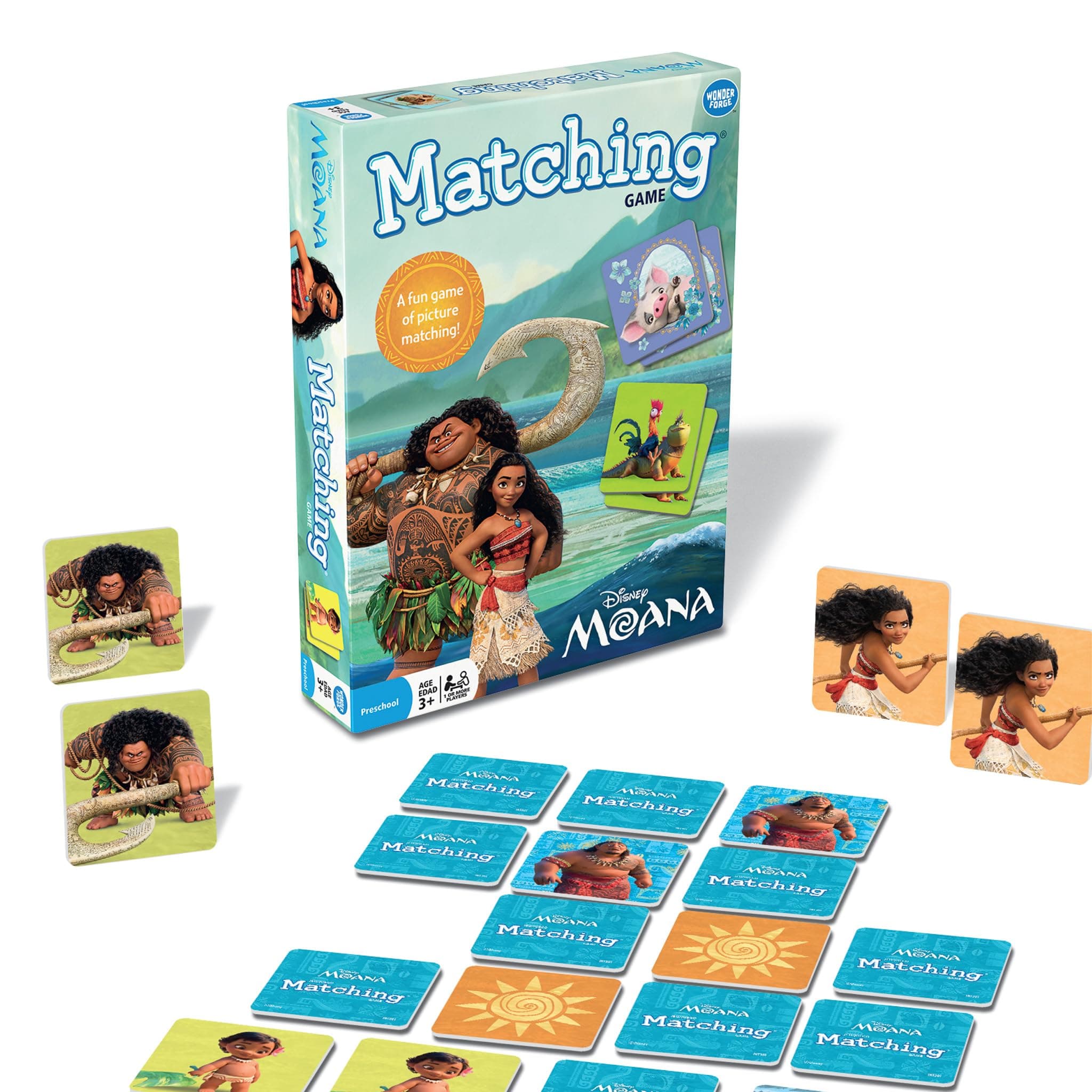 Wonder Forge Disney Moana Matching Game - Fun and Educational Memory Game for Boys and Girls Ages 3-5 - Featuring Moana and Maui - Toddler Learning Activity