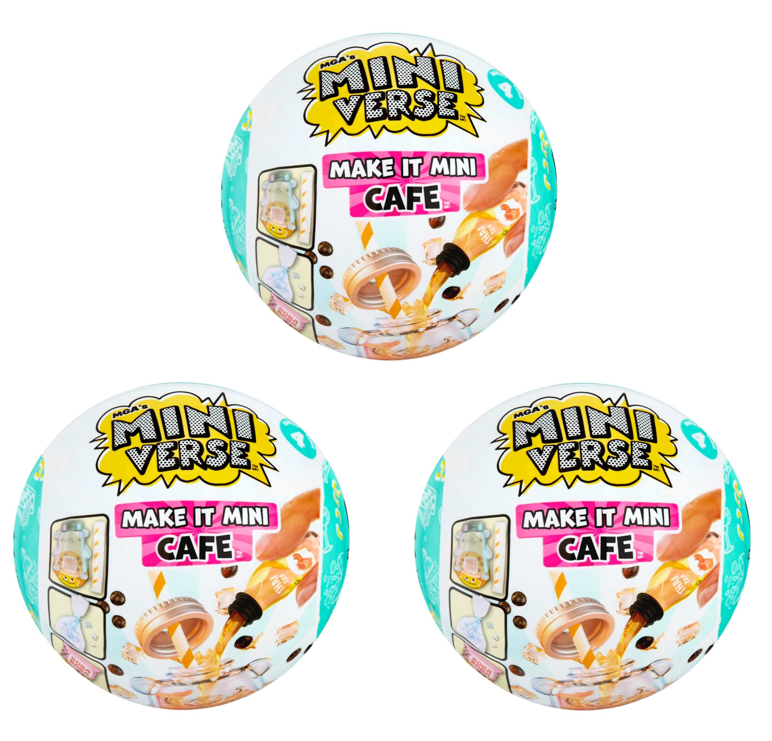 Make It Mini Cafe Series 4 (3 Pack), Mini Collectibles - Mystery Blind Packaging, DIY, Resin Play, Replica Food, NOT Edible, Collectors, 8+