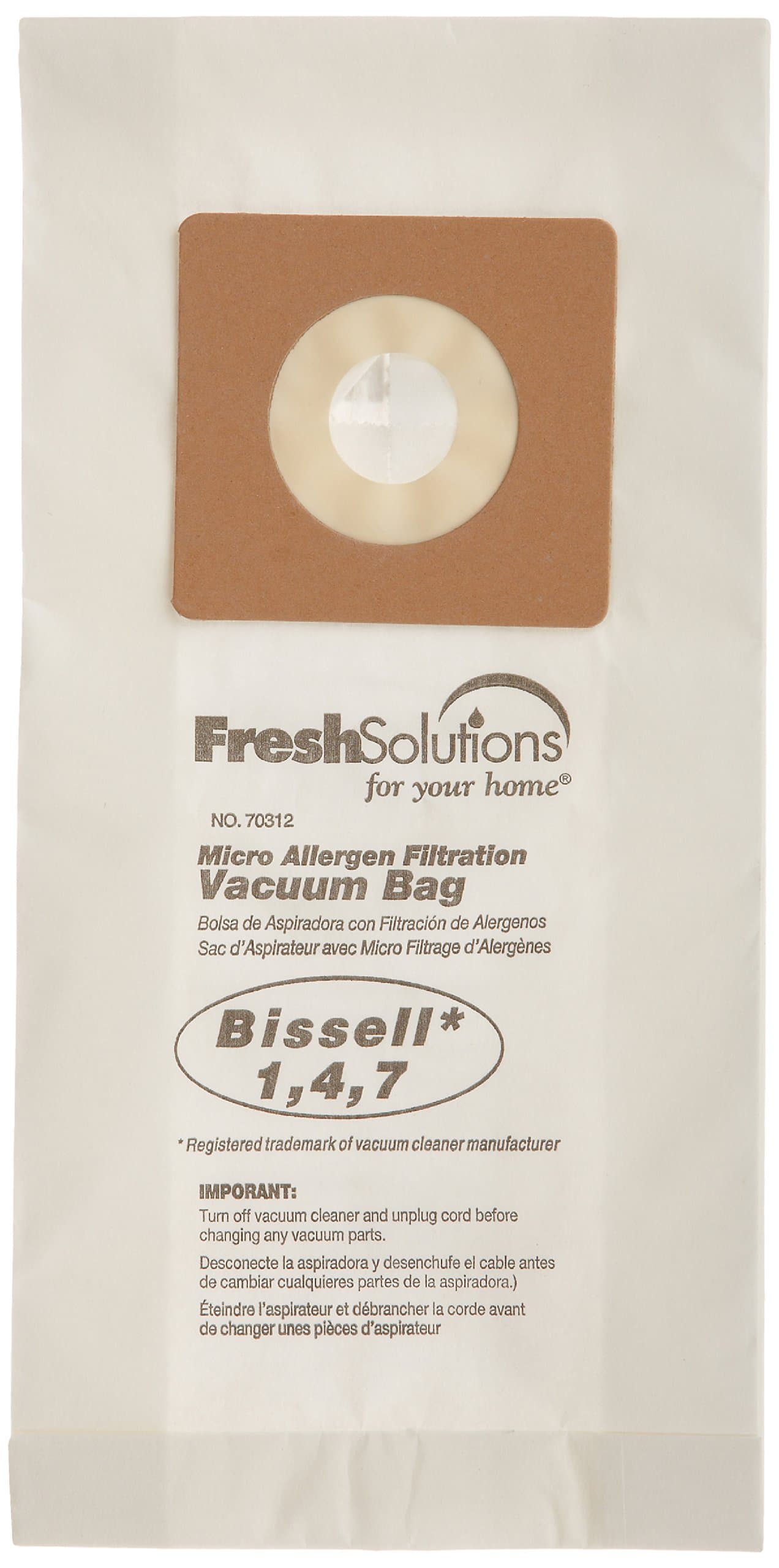 ELCO LABORATORIES Fresh Solutions 70312 Bissell 1,4,7 Micro Filtration Vacuum Bags, Qty 3