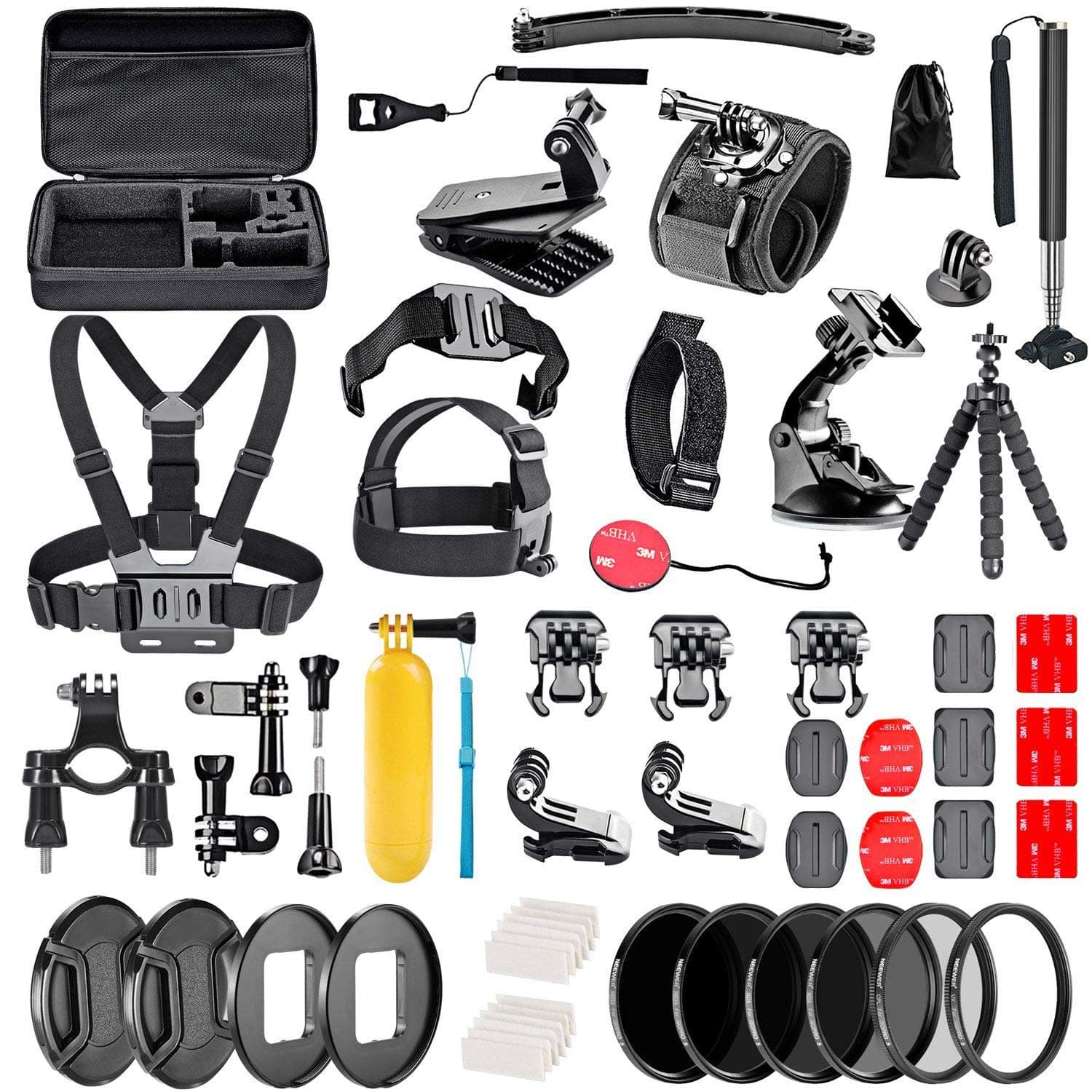 60-in-1 Action Camera Accessories Combo Kit with EVA Case Compatible with PINGKO F71 Sports Action Camera