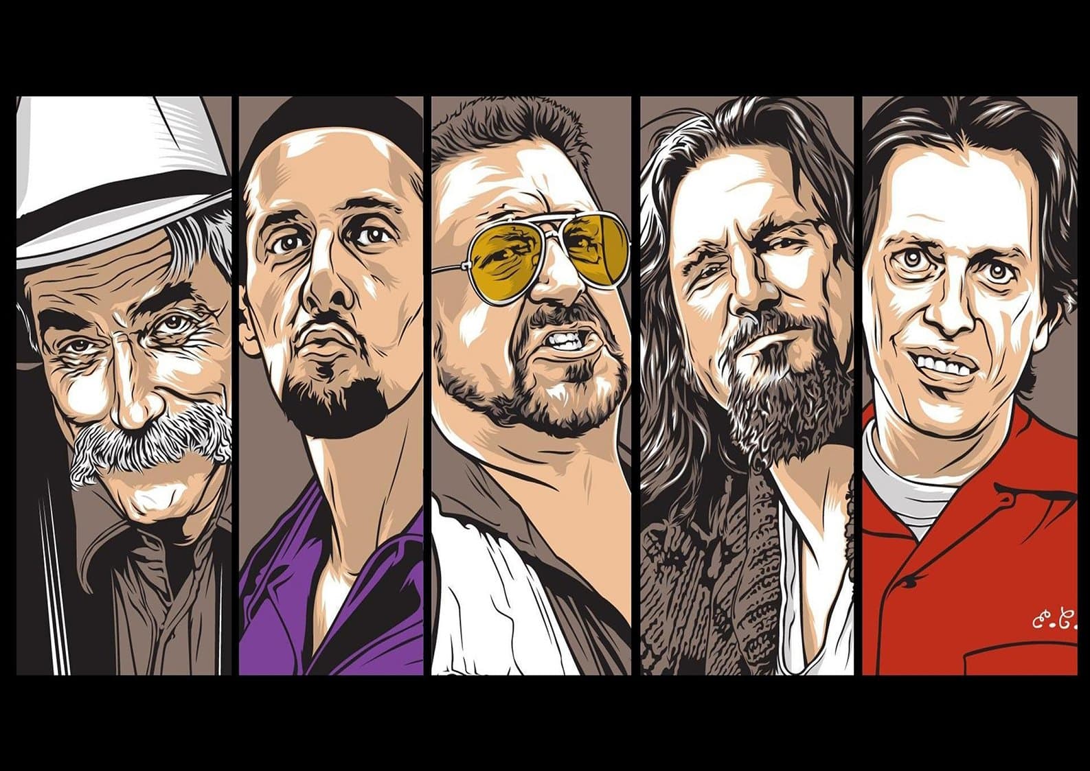 Poster Big Lebowski All Characters Personnages Wall