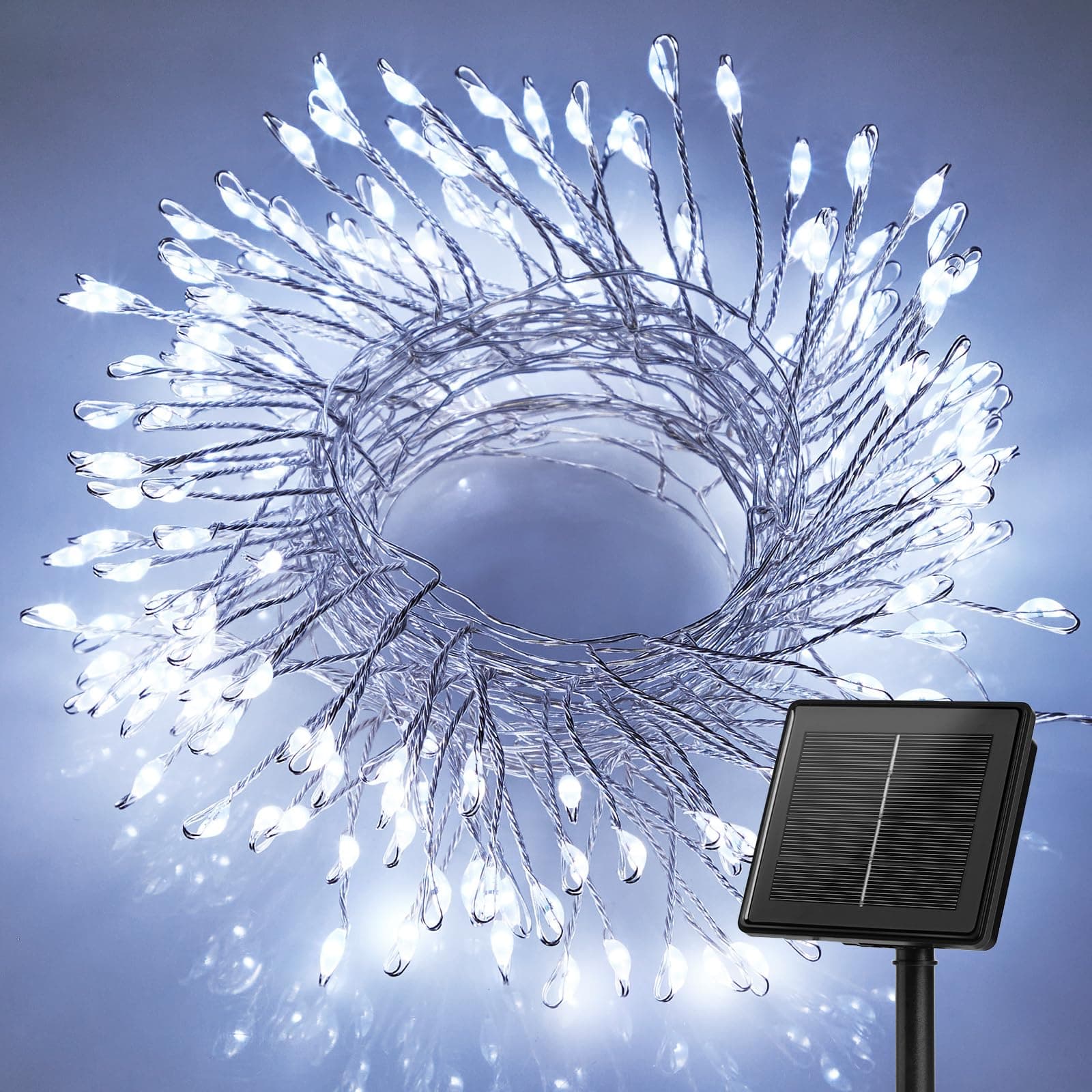 Brightown Solar String Lights for Outside, 15Ft 200 LED Solar Fairy Lights for Outdoor Waterproof with 8 Modes for Patio Party Garden Yard Home, Pure White