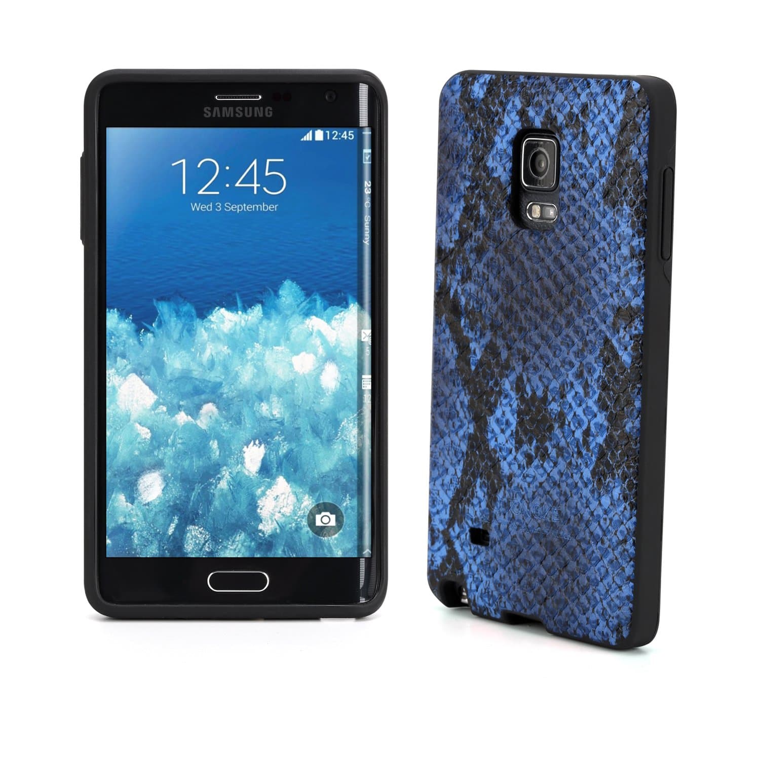 [Tridea] Anti-Shock Samsung Galaxy Note Edge Case Premium Leather [Snake Skin Blue] TPU Case with Hidden Card Storage for Samsung Galaxy Note Edge
