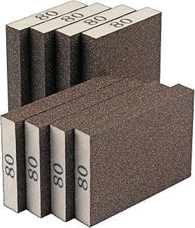 8 Pack Sanding Sponge, Sanding Blocks 80 Grit Assortment, Sand Paper for Wood Furniture, Sander Pads, Washable and Reusable Sandpaper for Drywall Metal Glasses Repair (80 Grit)
