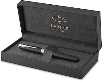 PARKER Sonnet Rollerball Pen, Matte Black Lacquer with Palladium Trim, Fine Point Black Ink (1931523), Matte Black and Chrome