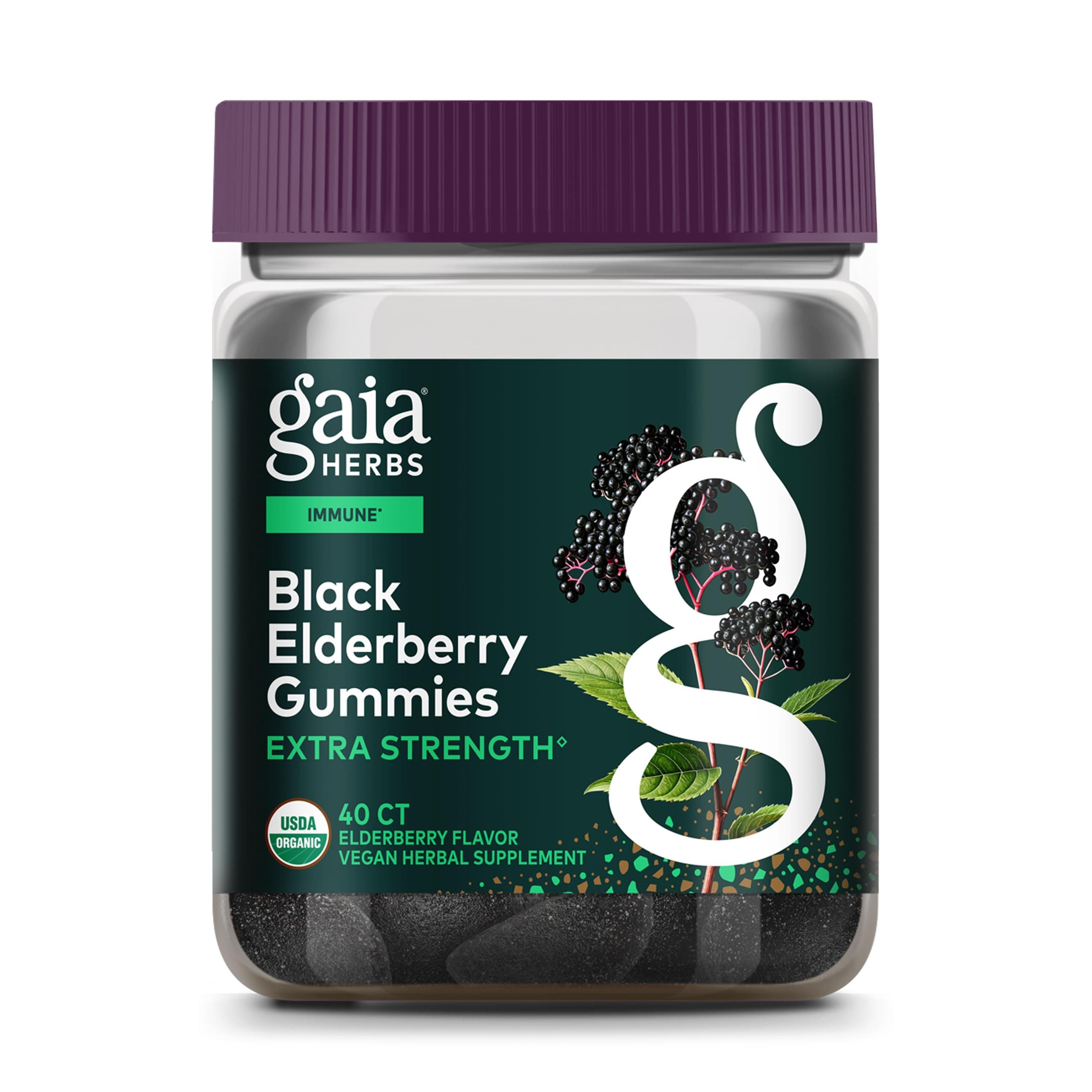 Black Elderberry Extra Strength Gummies - Delicious Immune Support Supplement - Made with Certified Organic Black Elderberries for Immune System Support - 40 Gummies (Up to 20-Day Supply)