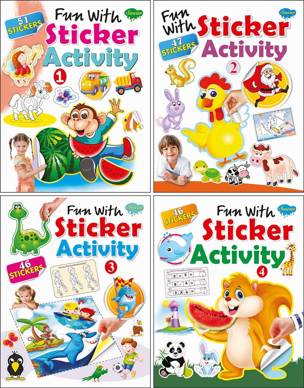 Sawan Fun with Sticker Activity-1 to 4 | Set of 4 Books Paperback – 1 January 2018