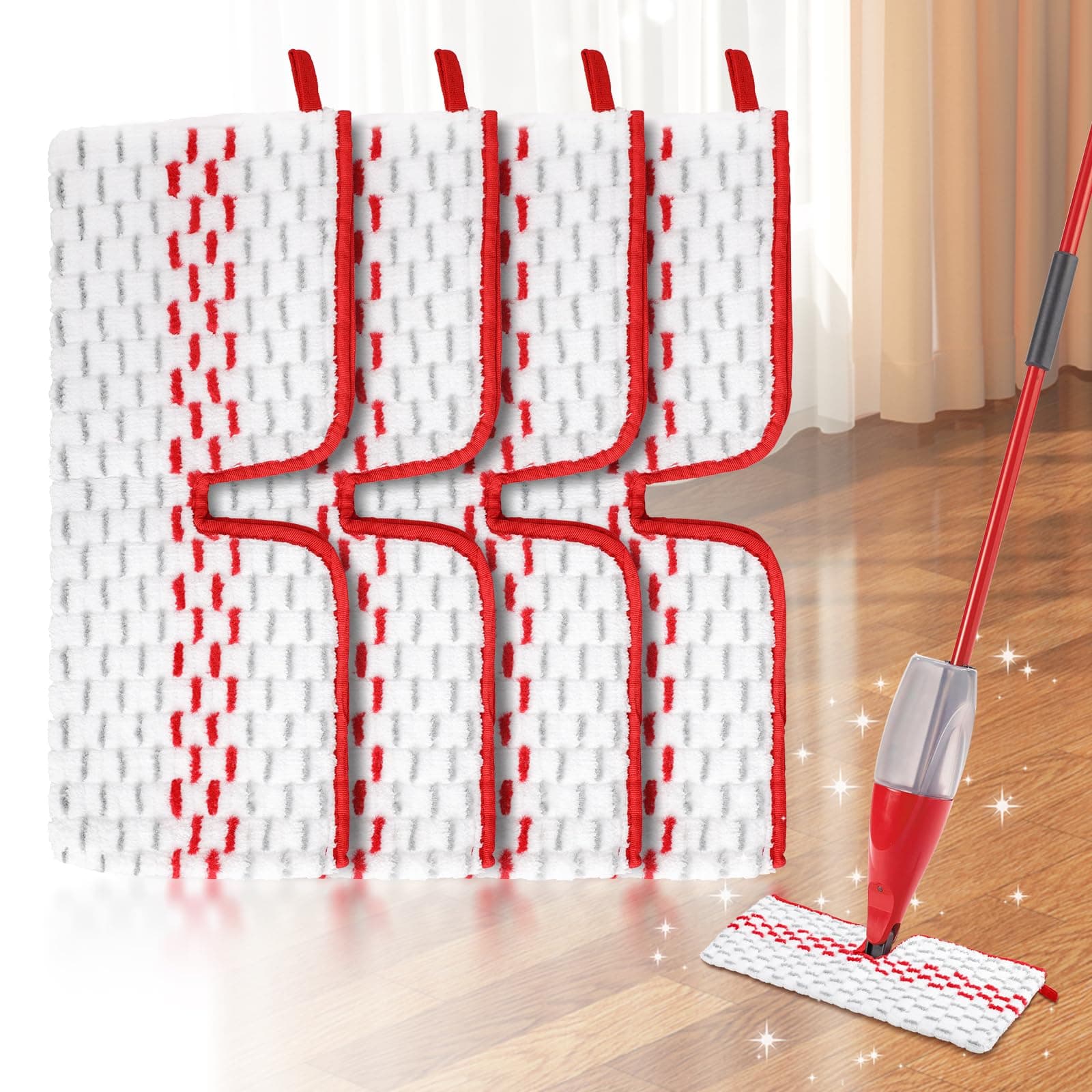 4 PCS 1-2 Spray Max Mop Head Replacement Compatible with Vileda ProMist MAX, Reusable Double-Sided Cleaning Microfibre Spray Mop Pad Replacement for Wet & Dry Use