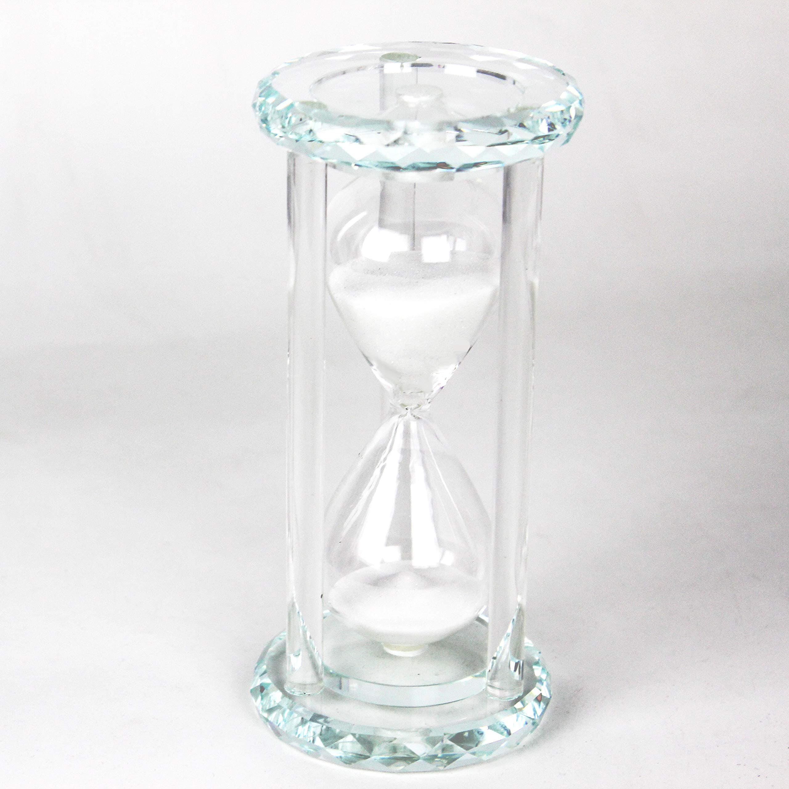 60 Minutes Hourglass Timer,Crystal Sand Timer Diamond Carving Surface,Hourglass for Kitchen Office Desk Coffee Table Book Shelf Cabinet Home Decor Birthday Gift Box Package,2 Color(Pure White)