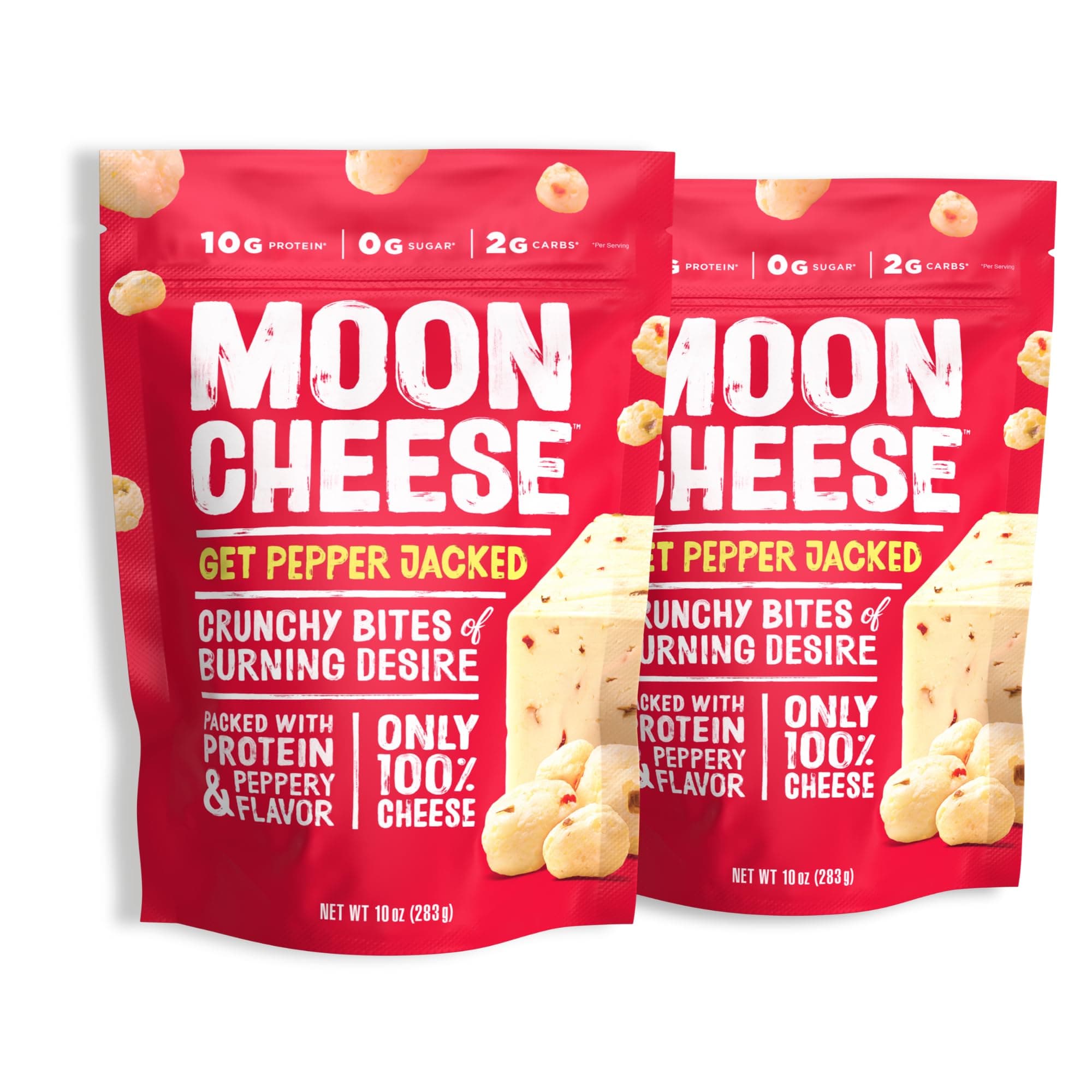 Moon Cheese Bites, Get Pepper Jacked, 10-Ounce 2-Pack, 100% Real Cheese Snack, Protein, Keto, After-School or Lunch Snack