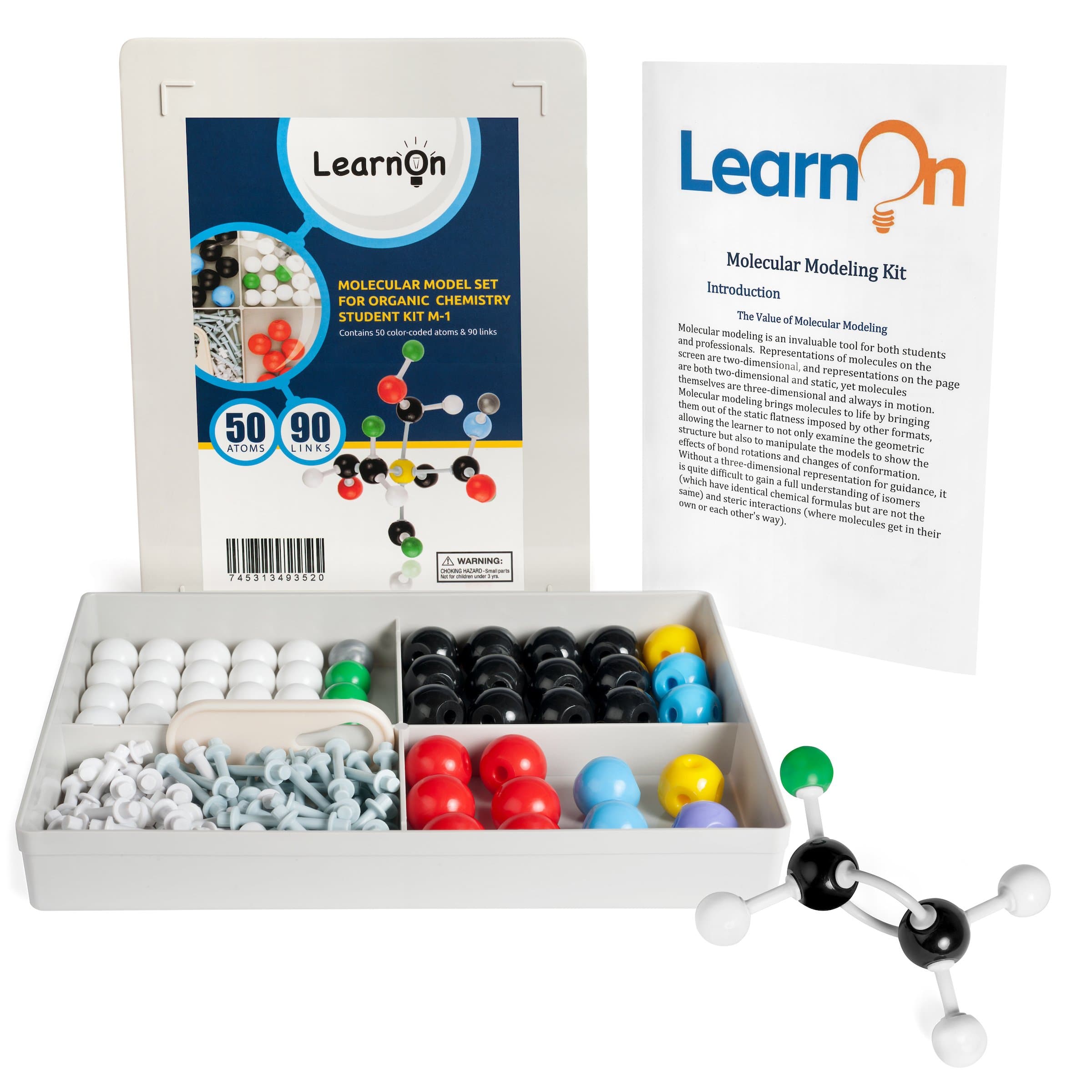 Organic Chemistry Molecular Model Kit Set for Ochem Students with User Guide - 140 Pieces