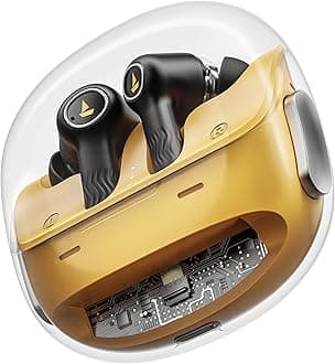 New Launch Nirvana Crystl, Transparent Case,Spatial Audio, ANC(~32dB), 100Hrs Battery,4Mics ENx, Dual Pair,App Support, Bluetooth Earbuds, TWS Ear Buds Wireless Earphones with mic (Yellow Pop)