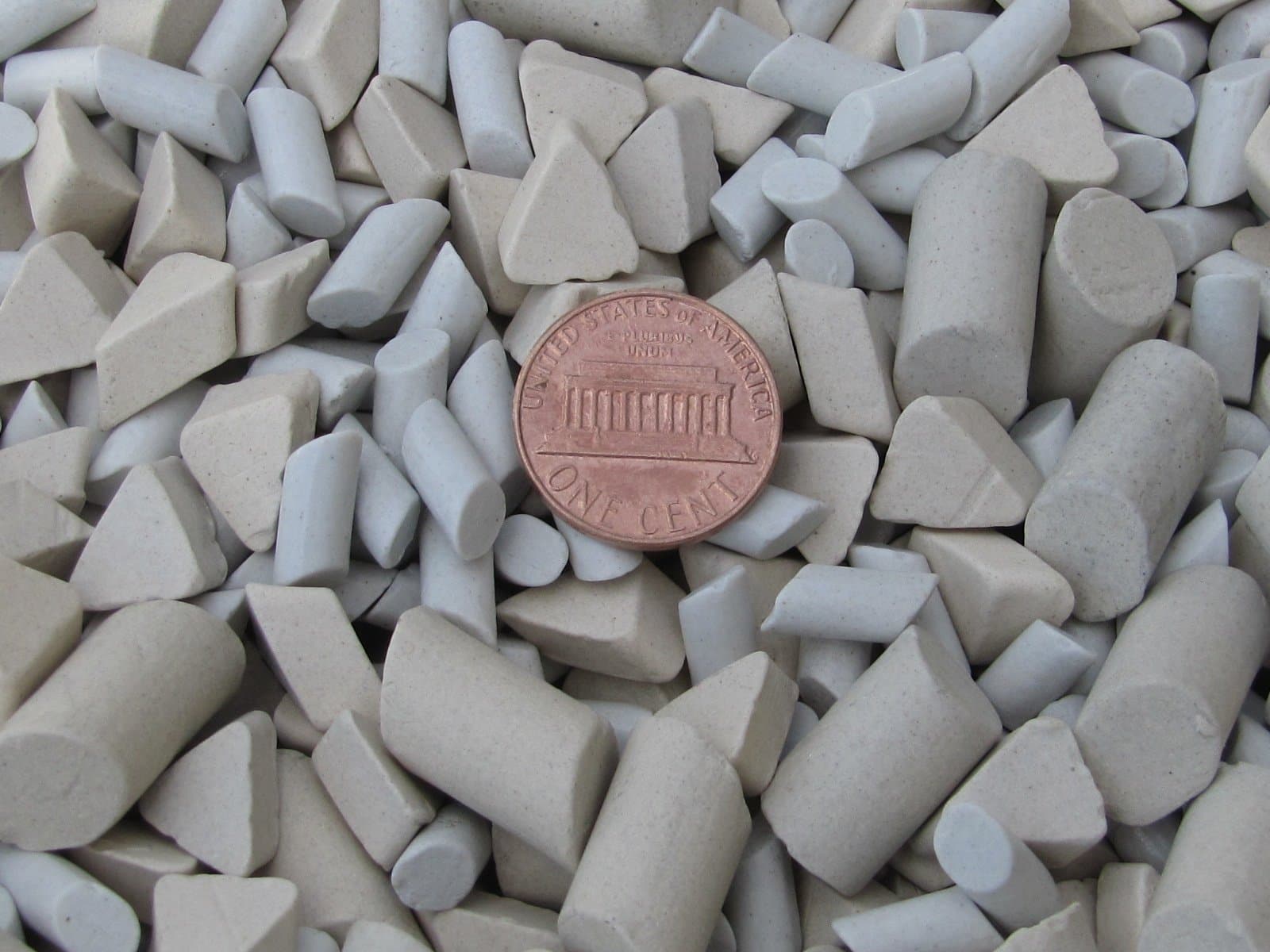 3 Lb. 3/16" X 3/8" & 3/8" X 5/8" Cylinder, 3/8" X 1/4" Triangle Mixed Polish Non-Abrasive Ceramic Tumbling Tumbler Tumble Media