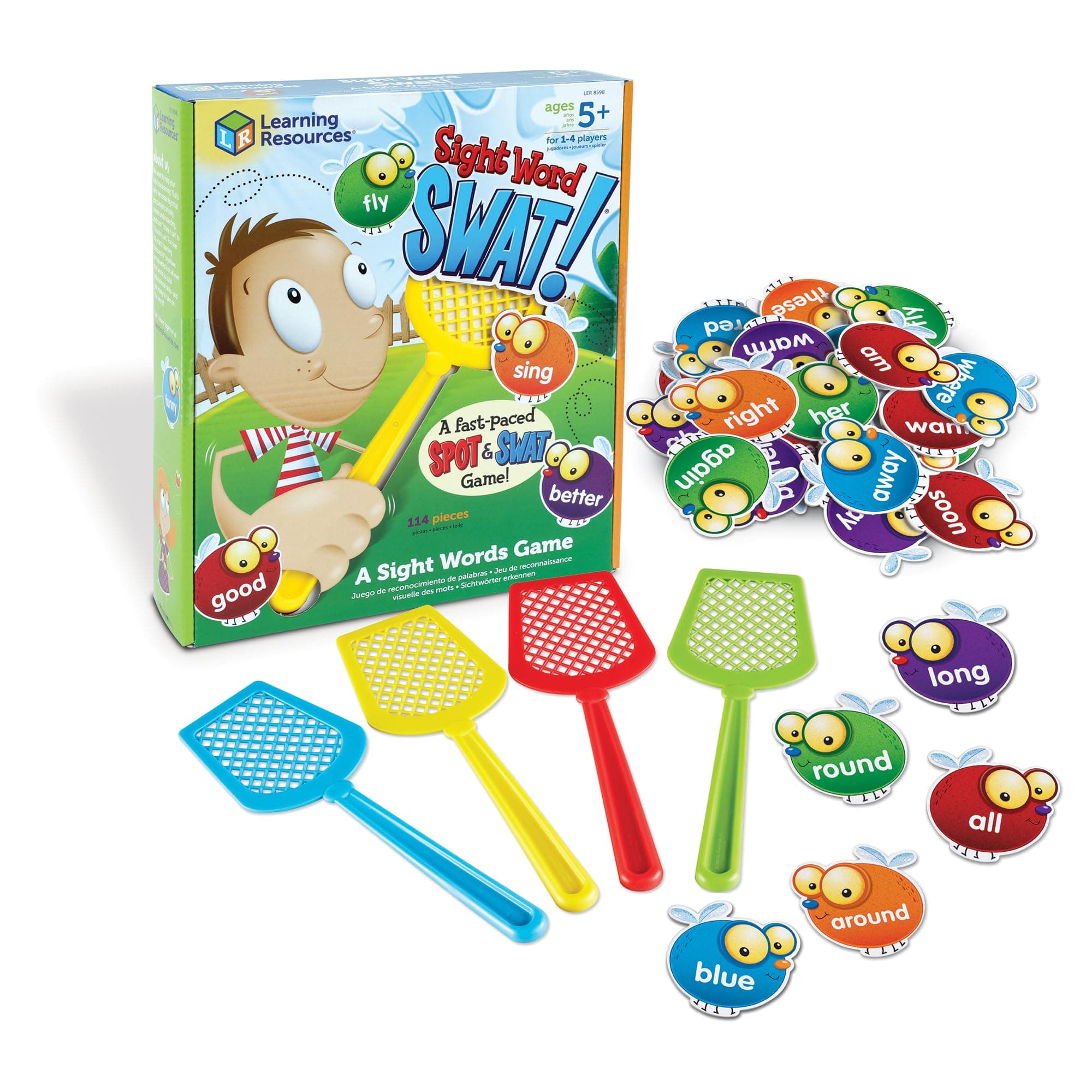 Learning Resources Sight Word Swat a Sight Word Game, Home School, Visual, Tactile and Auditory Learning, Phonics Games, 114 Pieces, Ages 5+