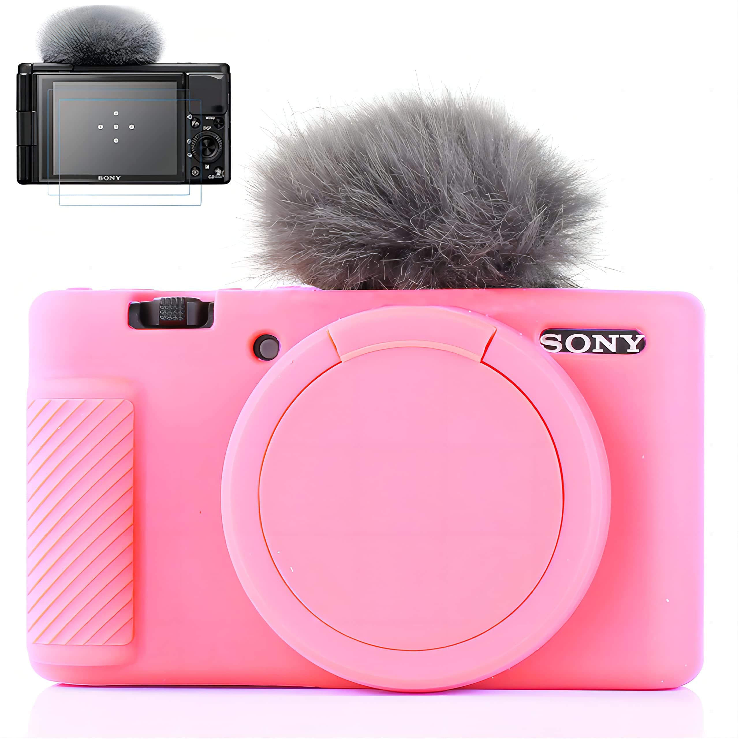 Camera Case for Sony ZV-1, ZV1 Camera Case Digital Camera Anti-Scratch Slim Fit Soft DSLR Camera Sleeve with ZV1 Screen Protector for Sony ZV-1 (Pink)