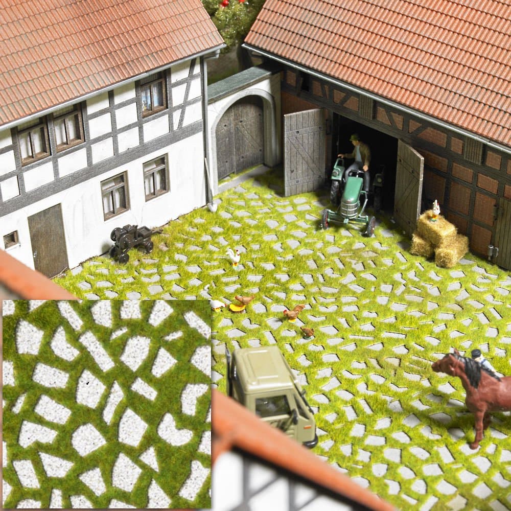 Busch-Jaeger7433 3-D Grass Pavers HO Scenery Scale Model, White