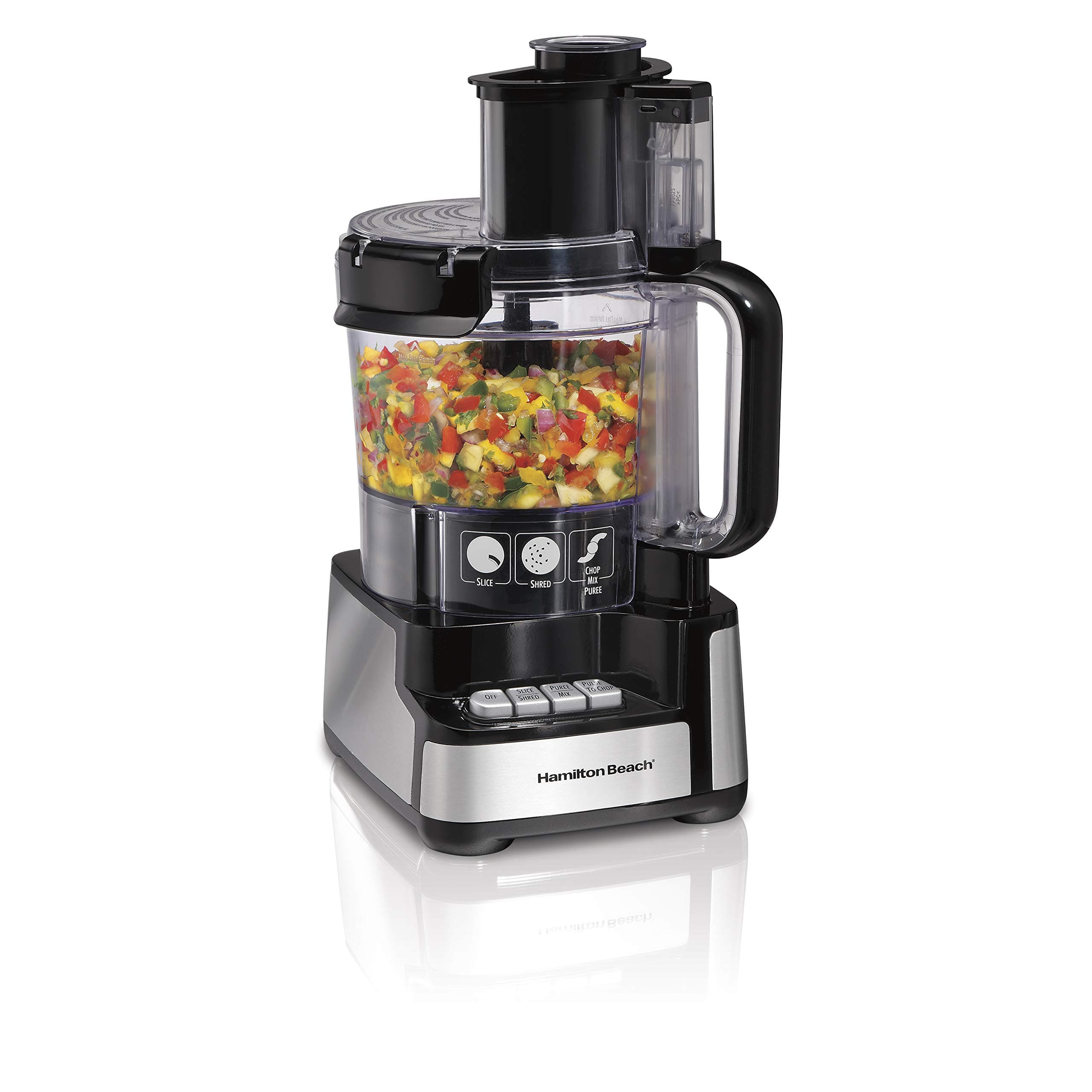 Hamilton Beach 70725A 12-Cup Stack & Snap Food Processor and Vegetable Chopper, Black (Renewed)