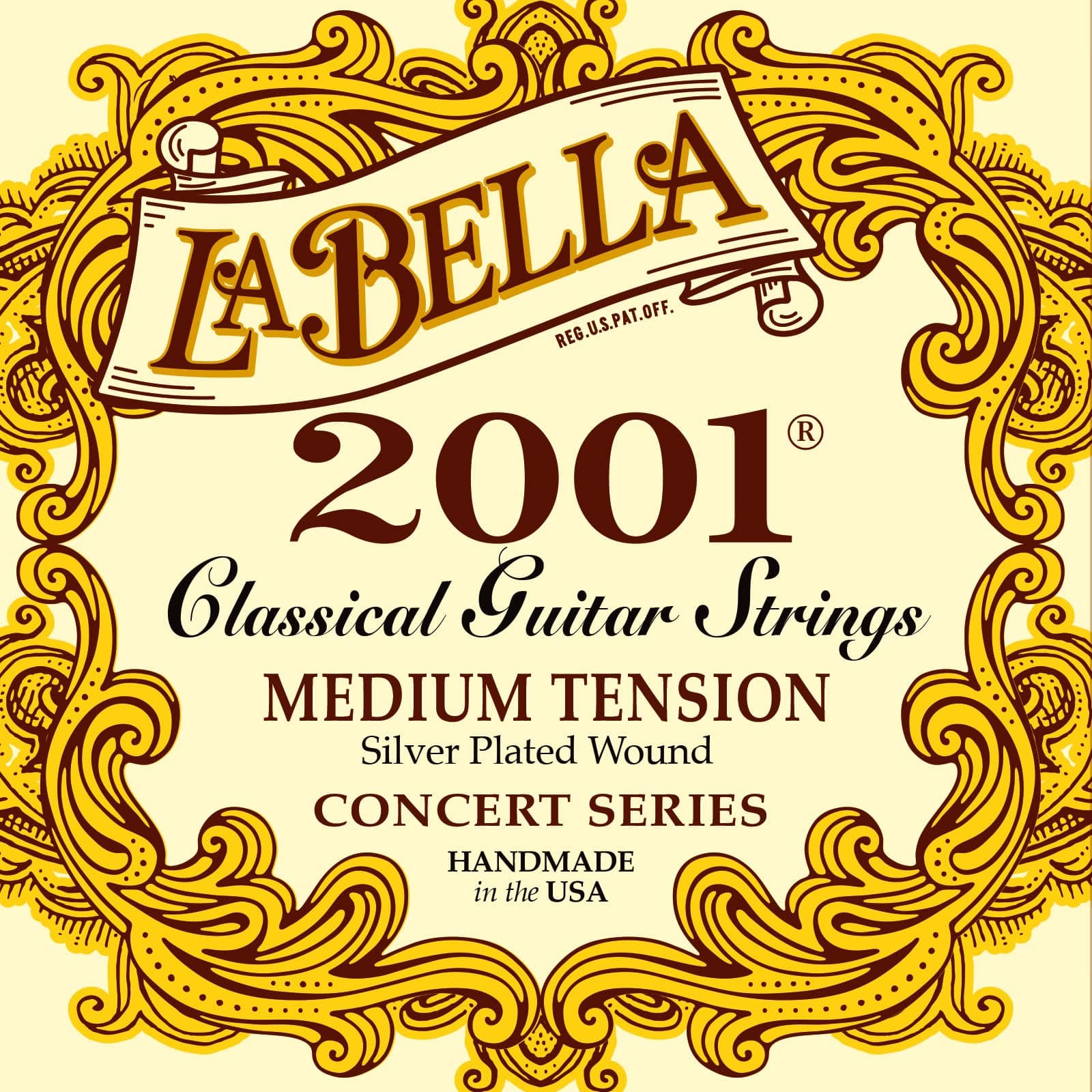 La Bella 2001 Medium Tension Silver Plated Wound Classical Guitar String - 029-0415