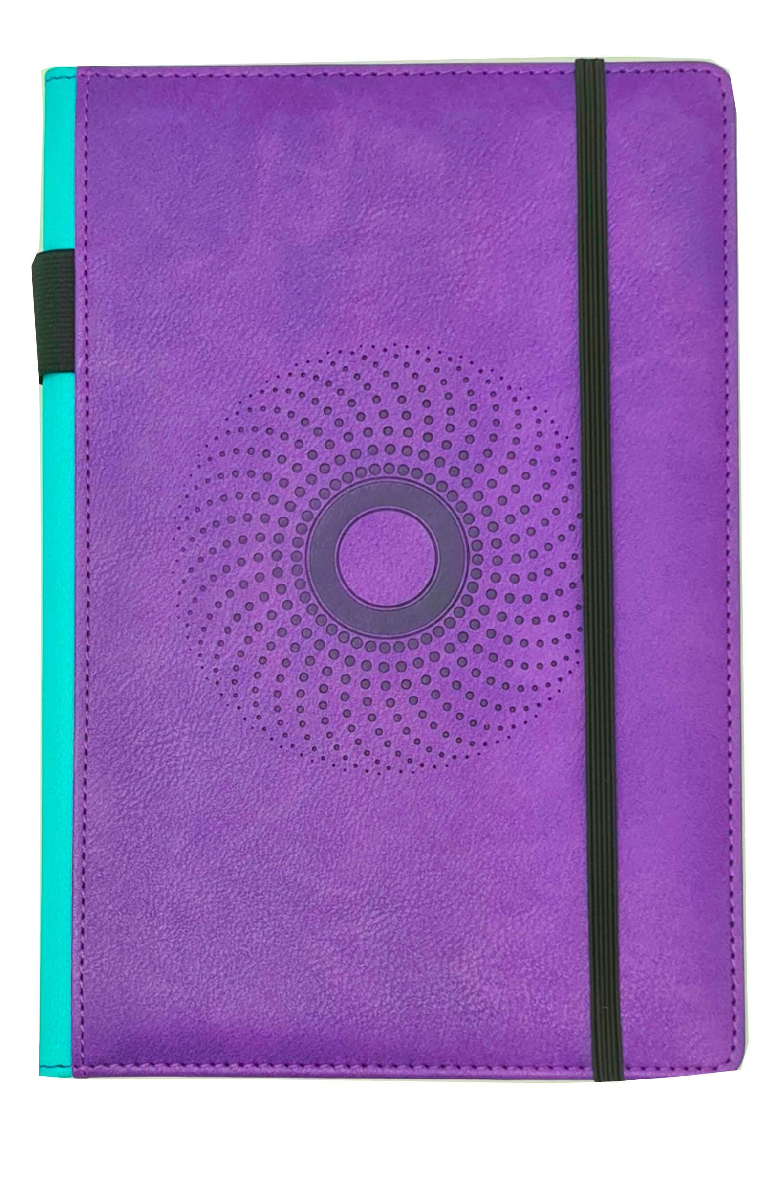 A5 Lined Notebook-Thick 100gsm Paper, Durable PU Leather Cover, Ribbon Marker, 192 Pages, Inside Pocket and Elastic Closure, Writing Pad for Journaling and Note-Taking(Purple)