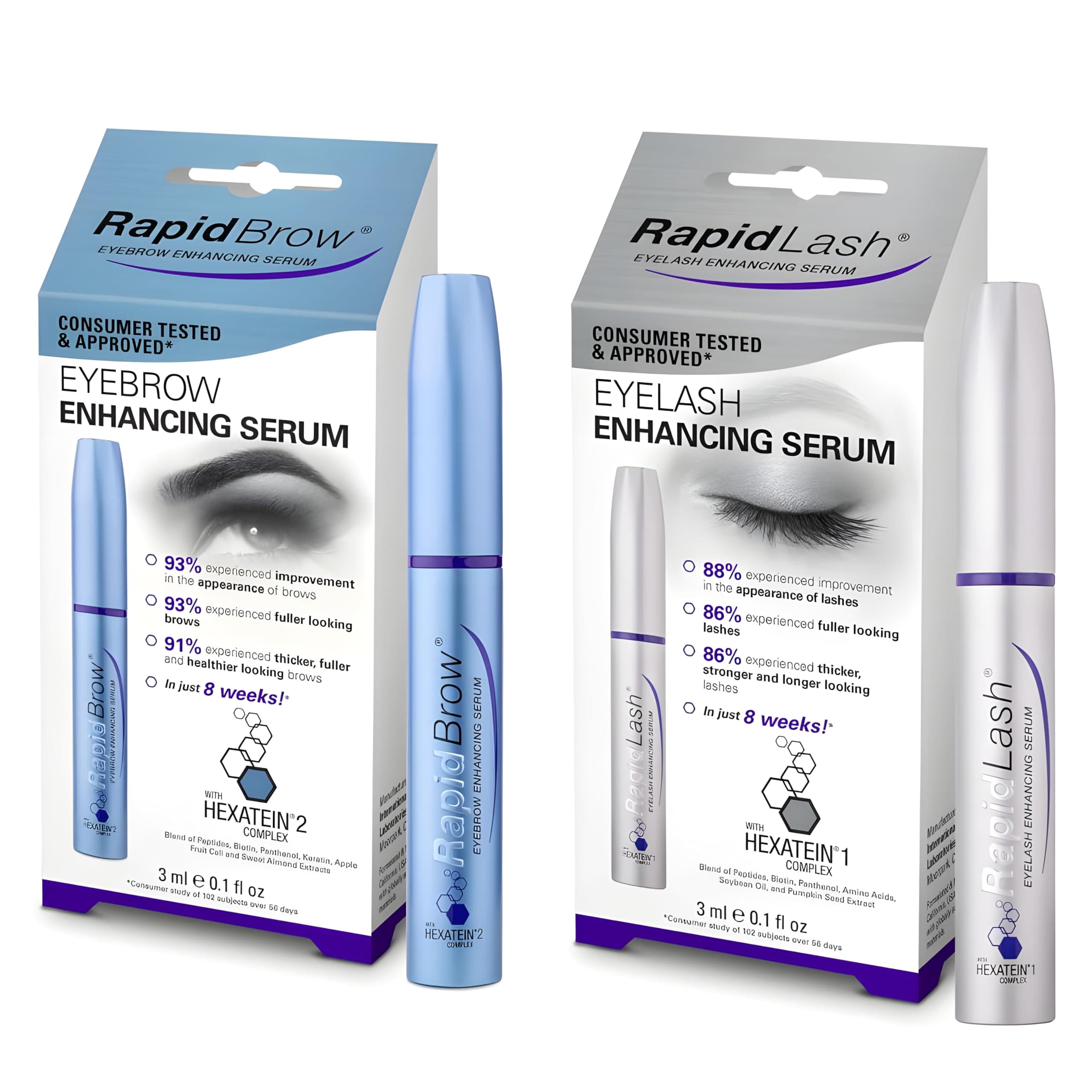 Bundle - 1 x RapidBrow Eyebrow Enhancing Serum & 1 x RapidLash Eyelash Enhancing Serum, 3 ml (Pack of 2)