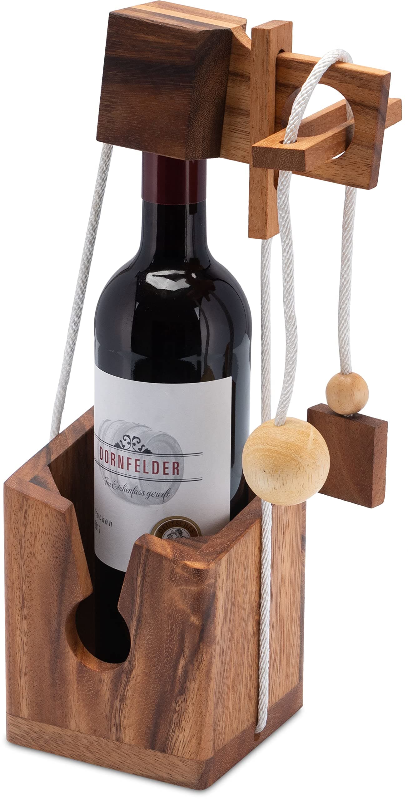 Logoplay 2066 Bottle Safe - String Puzzle - Puzzle Game - Puzzle - Game of Logic Made of Fine Wood