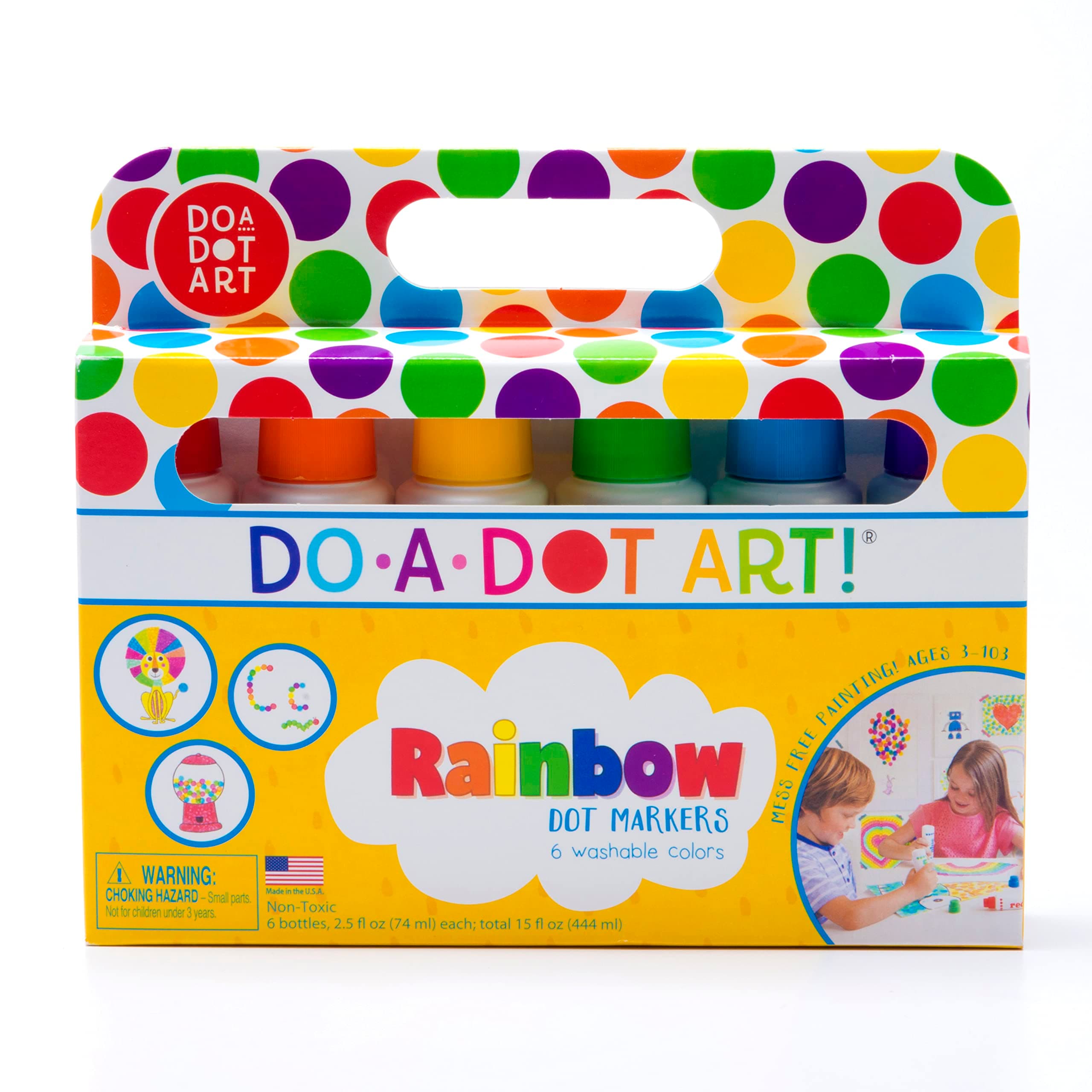 Do A Dot Art! Markers 6-Pack Rainbow Washable Paint Markers, The Original Dot Marker, Activity Craft Coloring Supplies for Kids and Toddlers, Made in the USA