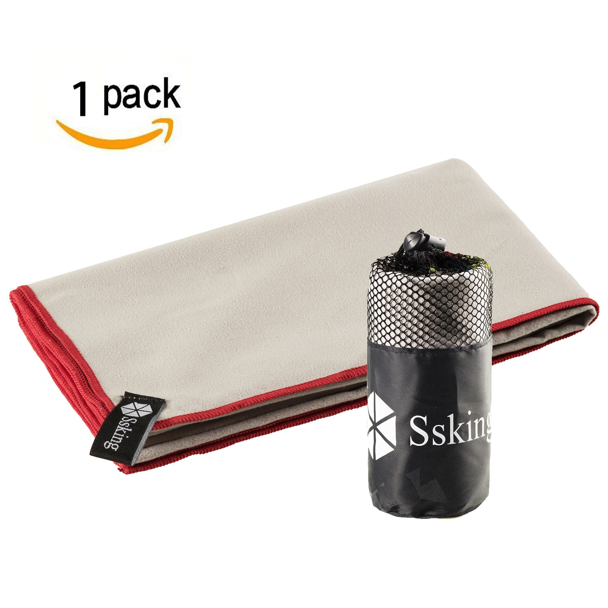 Quick Drying Microfiber Compact Sport Towel. 40"x20" For Exercise, Gym, Sport, Yoga, Travel, Camping, Hiking (1 pack) (Gray)