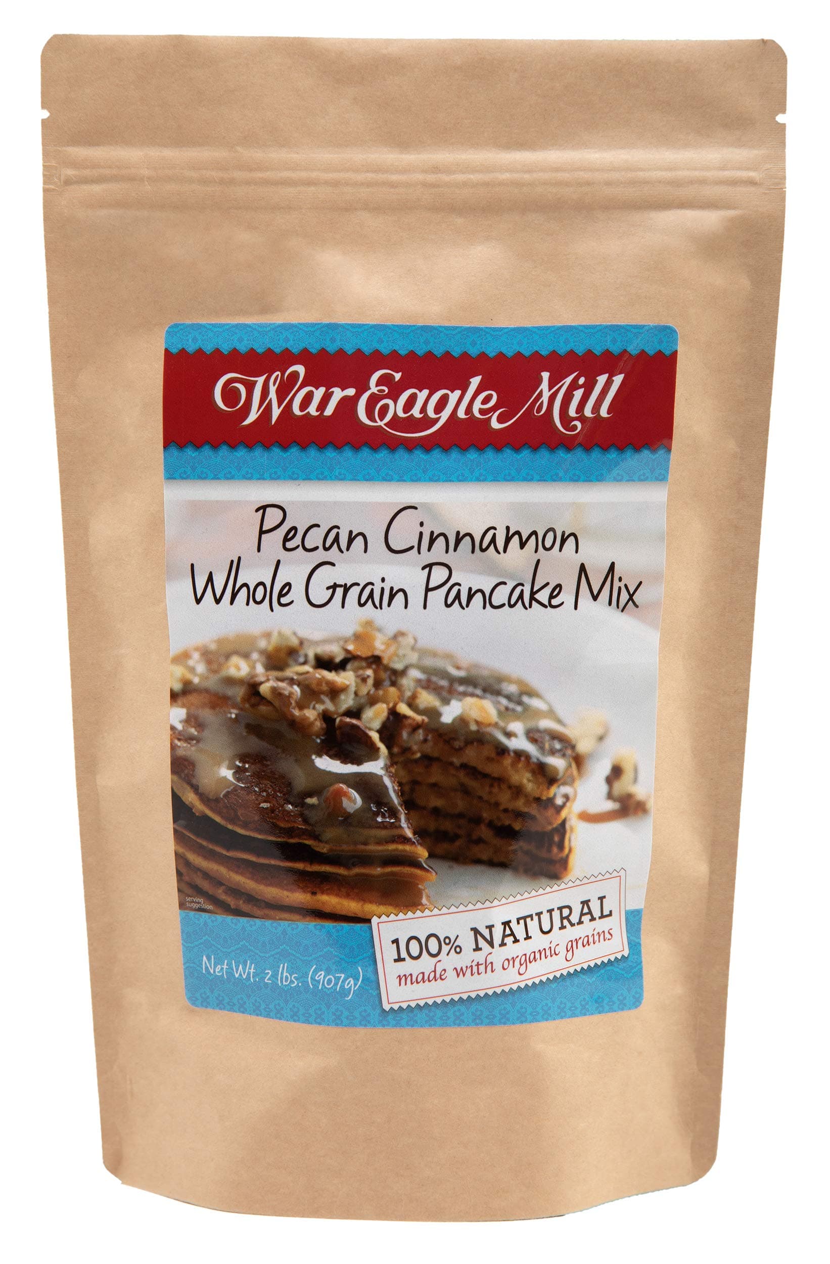 War Eagle Mill Pecan Cinnamon Whole Grain Pancake Mix, all natural, made with organic, non-GMO flour - in a resealable bag (2 Lbs)