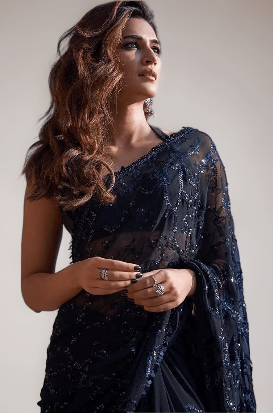 Sidhidata Women's Sequence Work Georgette Saree With Blouse Piece (Kriti Sano...