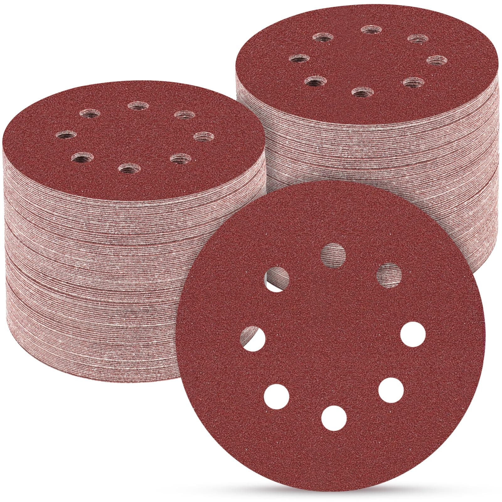 100 PCS 5 Inch Sanding Discs 120 Grit, Round Hook and Loop Sandpaper for Random Orbital Sander