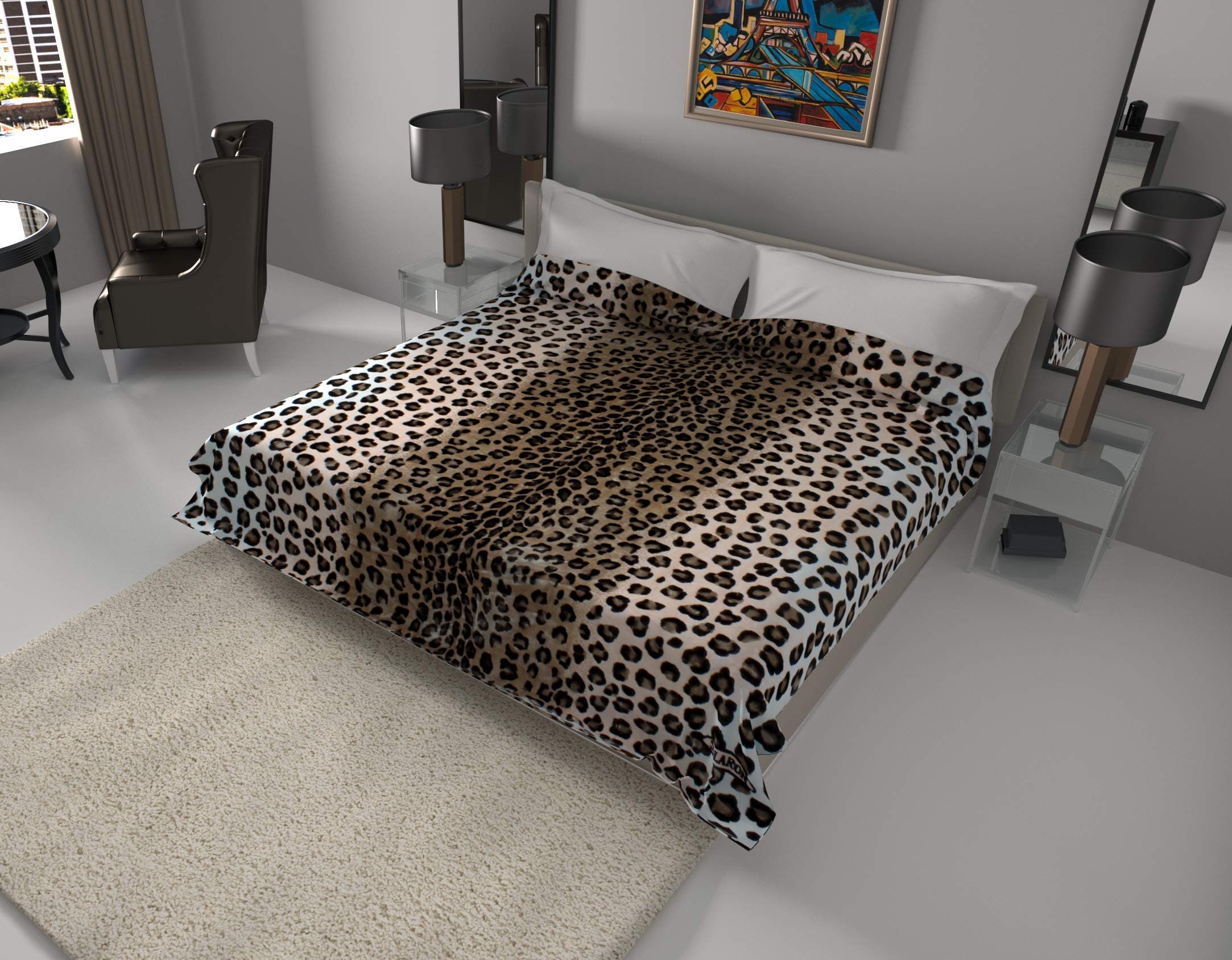 Queen Leopard Print Korean Mink Blanket