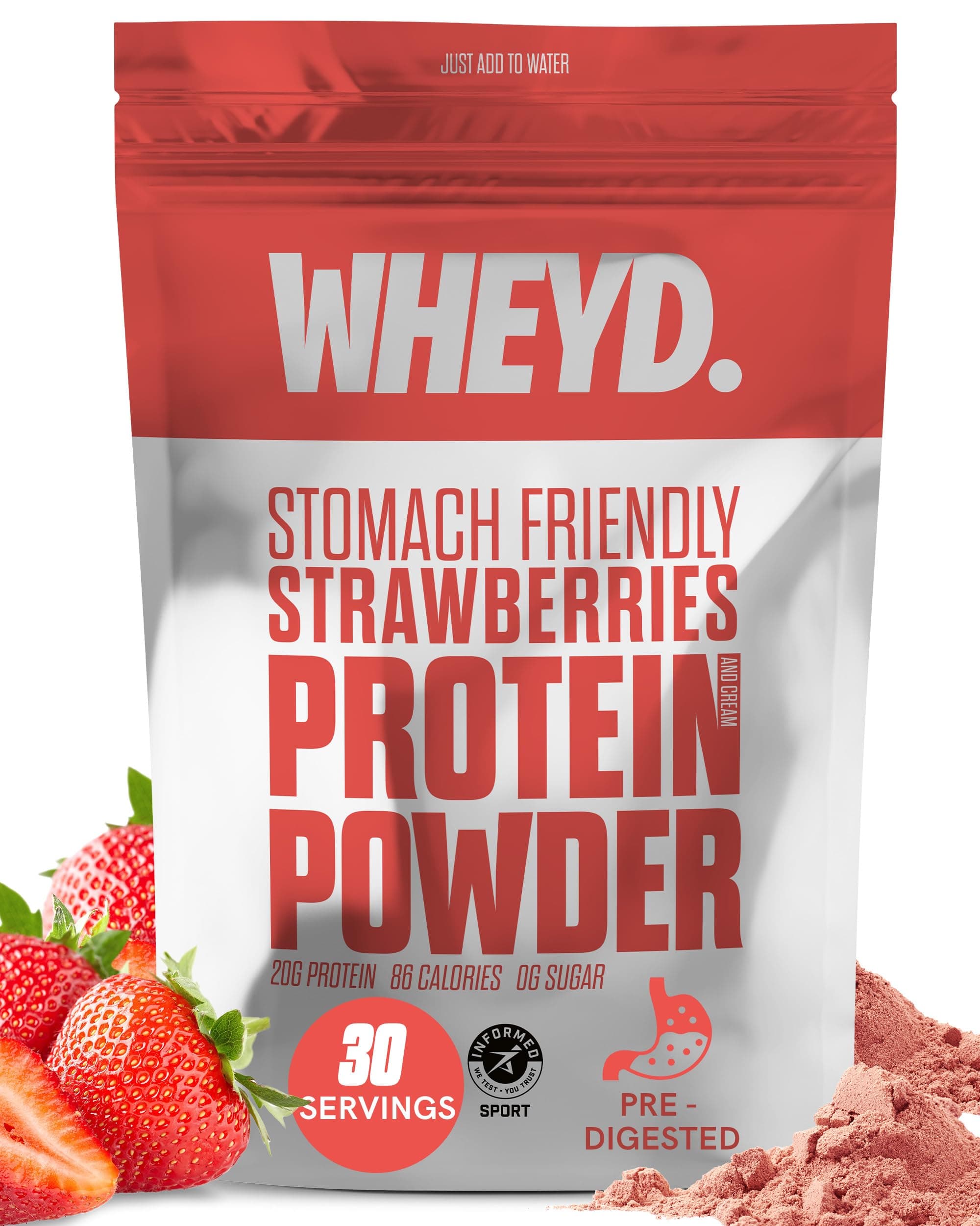 – WHEYD Hydrolysed Whey Protein Isolate - Grass-Fed, Low Calorie Whey Protein Powder - Made from Premium Irish Dairy, Low Lactose, No Digestive Issues - 720g, 30 x 24g Servings, Strawberries & Cream