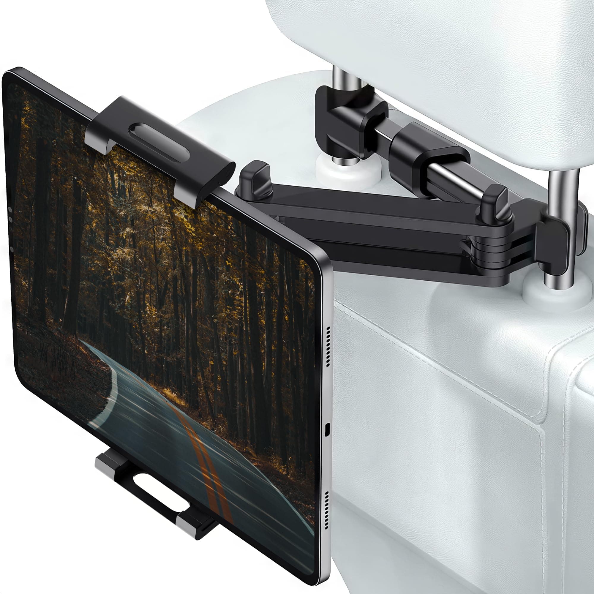 Car Headrest Tablet Holder for 5.5"-11" Devices - Tablet Headrest Mount with 360° Rotation & Charging Port Access - Quick Install & Adjustable Car Tablet Holder Сompatible with Smartphones and Tablets