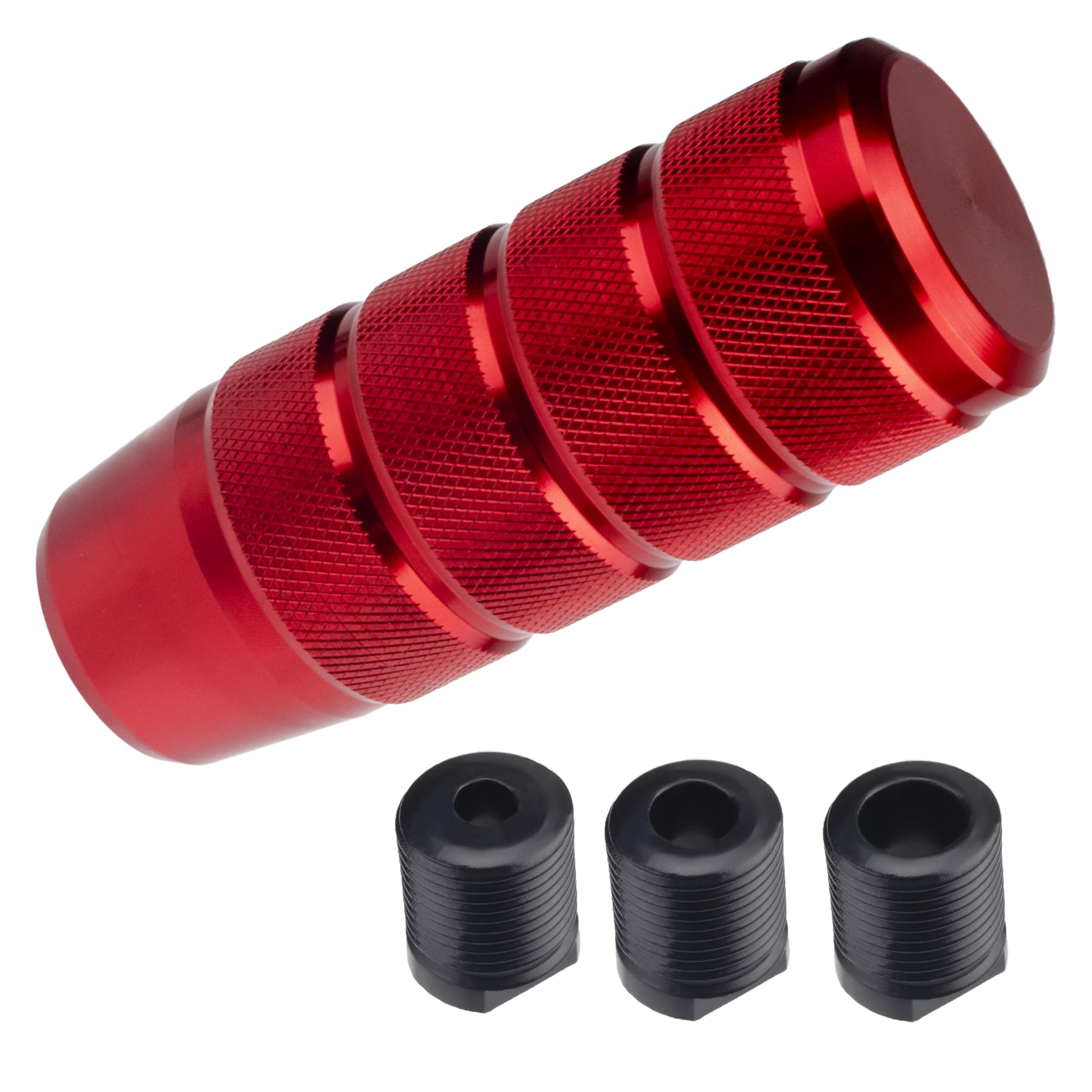 Car Shifter Knob, Aluminum Gear Shift Style Knobs, 3.74" Red Shift Knob with 3 Threaded Adapters M8 M10 M12 x 1.25 Fit Universal Manual Transmission, Automotive, Trucks