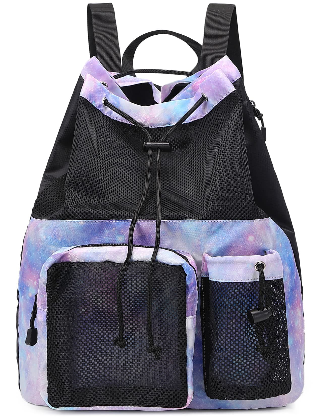 LoholLarge Mesh Drawstring Backpack with Shoe Bag, Durable Swimming String Sack with Handle for Sports Gym Yoga Beach Travel