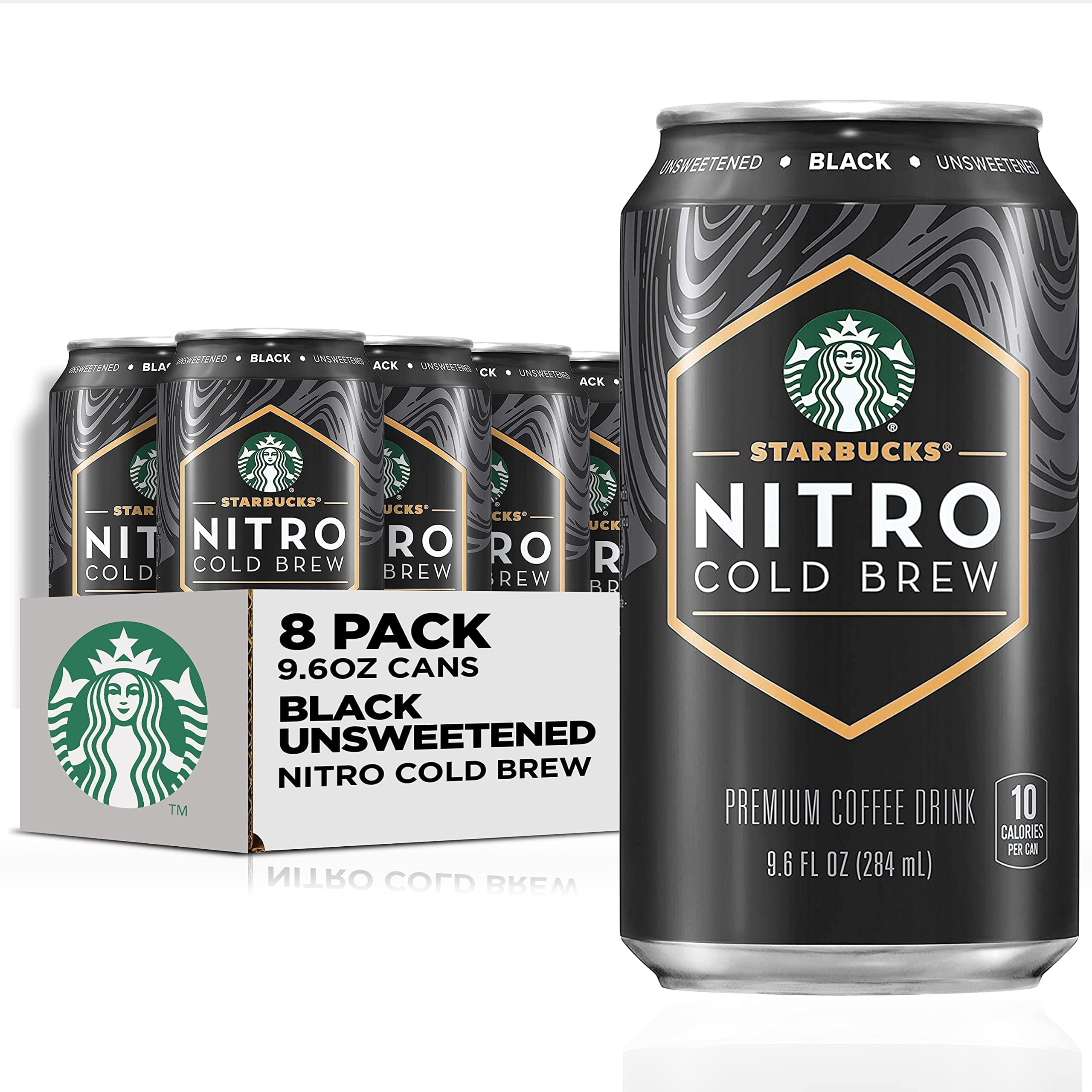 Nitro Cold Brew, Black Unsweetened, 9.6 fl oz Can (8 Pack) (Packaging May Vary)