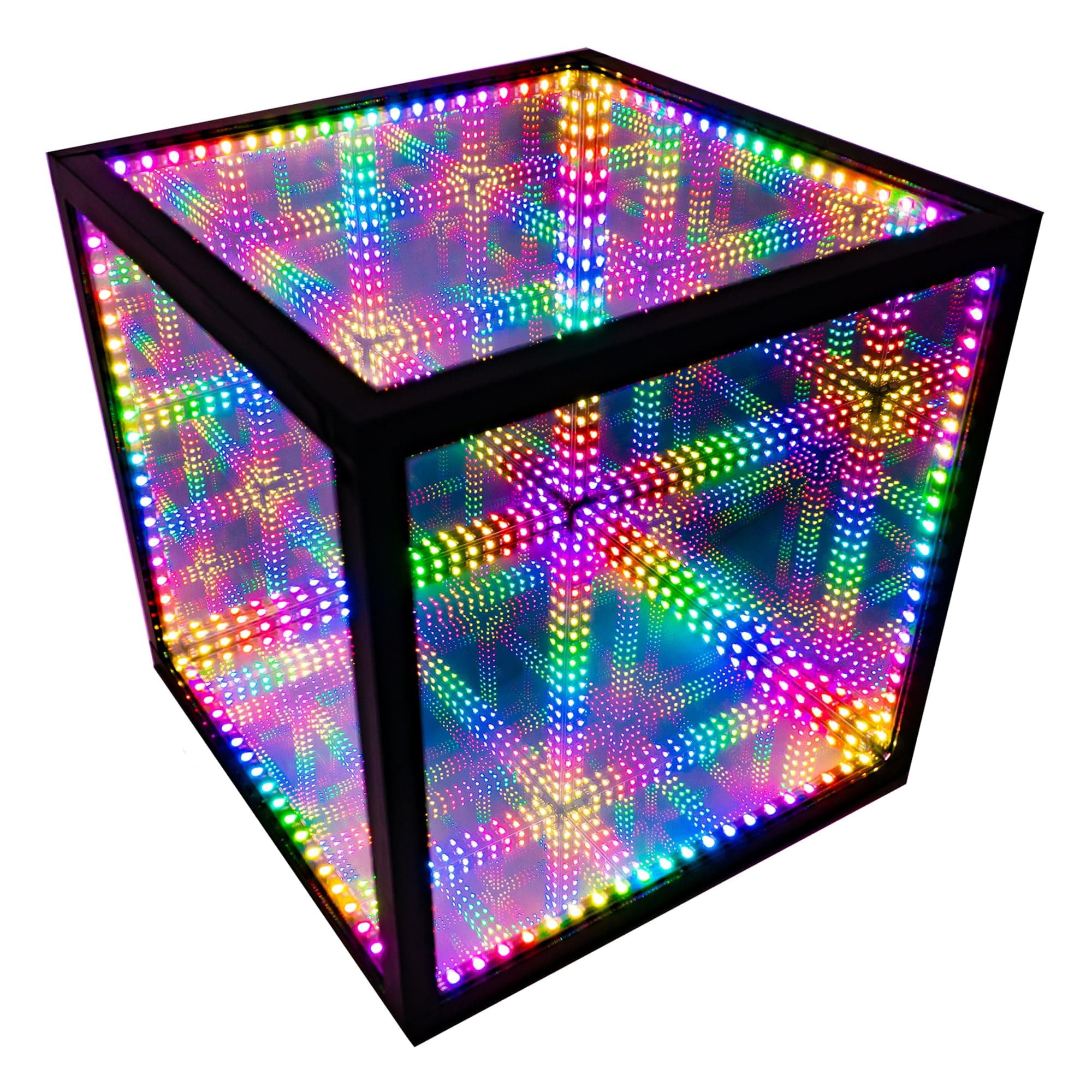 The Hyperspace Lighting Company HyperCube Infinity Cube LED Light - 15-Inch Sound Reactive Table Desktop Lamp - Cool & Creative RGB Multicolor Decorative Mirror Art Desk Night Light