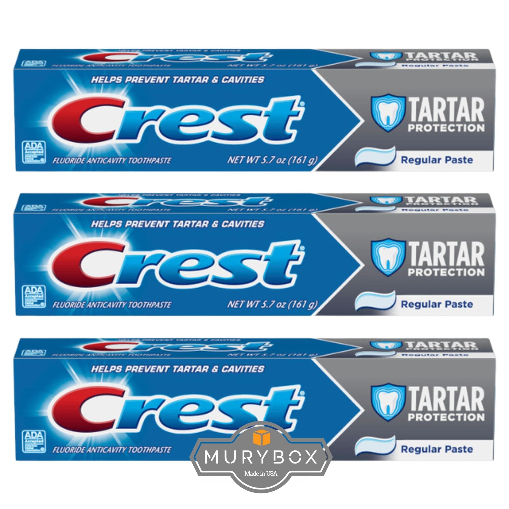 Tartar Protection Regular Paste, 5.7 oz (Pack of 3). Helps Control Tartar and Prevent Cavities | Cavity Protection Toothpaste + Tongue Cleaner MB with Travel Case
