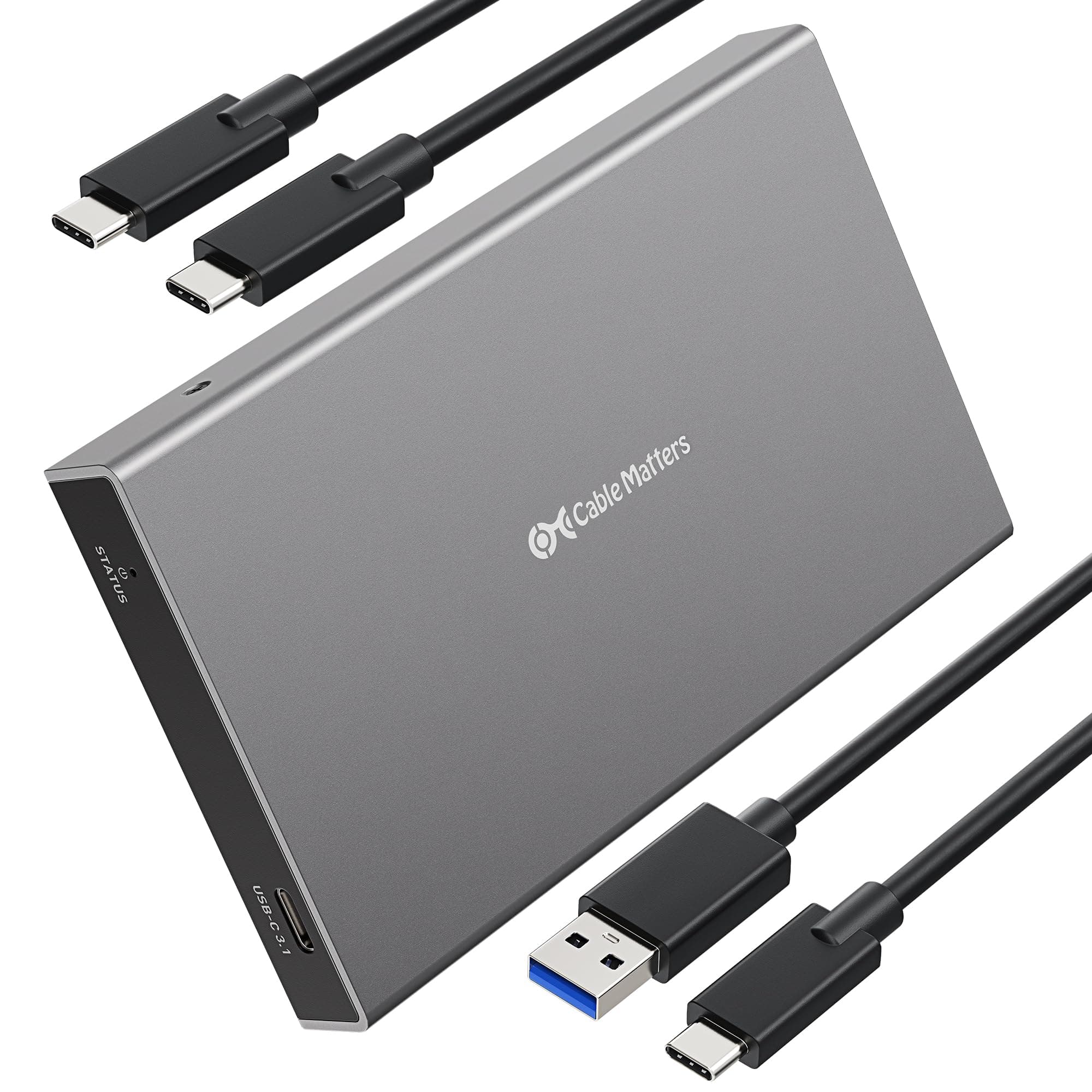 Cable Matters Premium Aluminum 10Gbps Gen 2 USB C Hard Drive Enclosure for 2.5" SSD/HDD with USBC and USB Cables - Thunderbolt 4 / USB4 / Thunderbolt 3 Port Compatible with MacBook Pro, MacBook Air